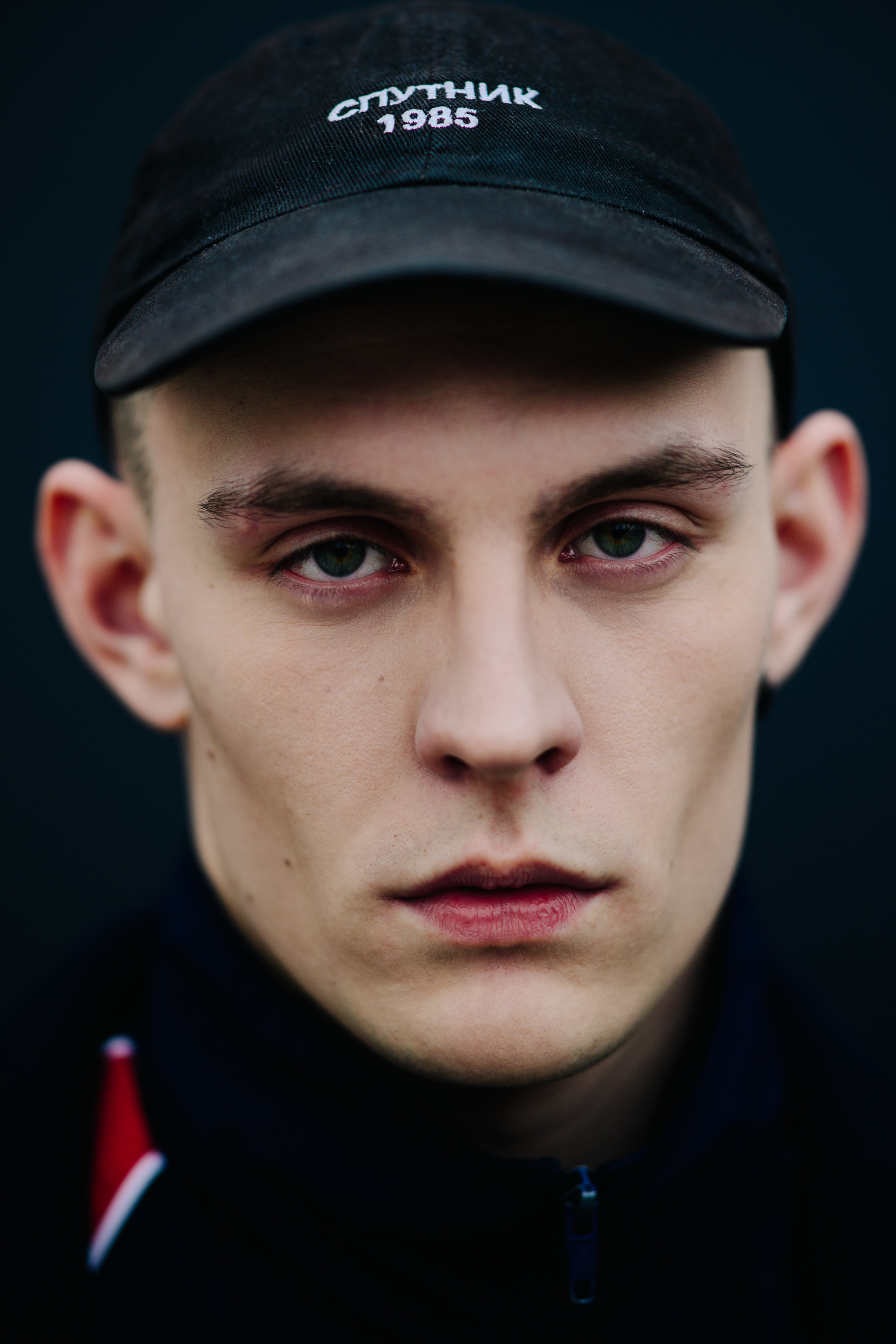 Portrait of a male model wearing Sputnik 1985