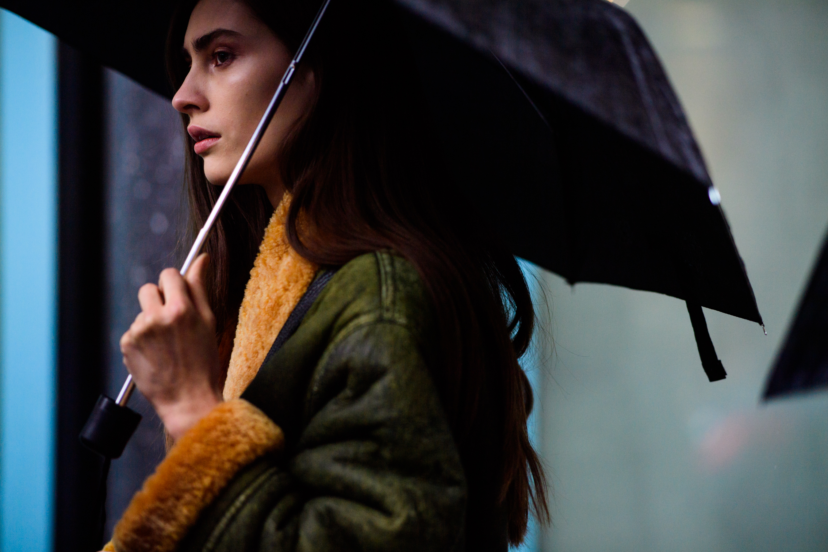French model holding an umbella