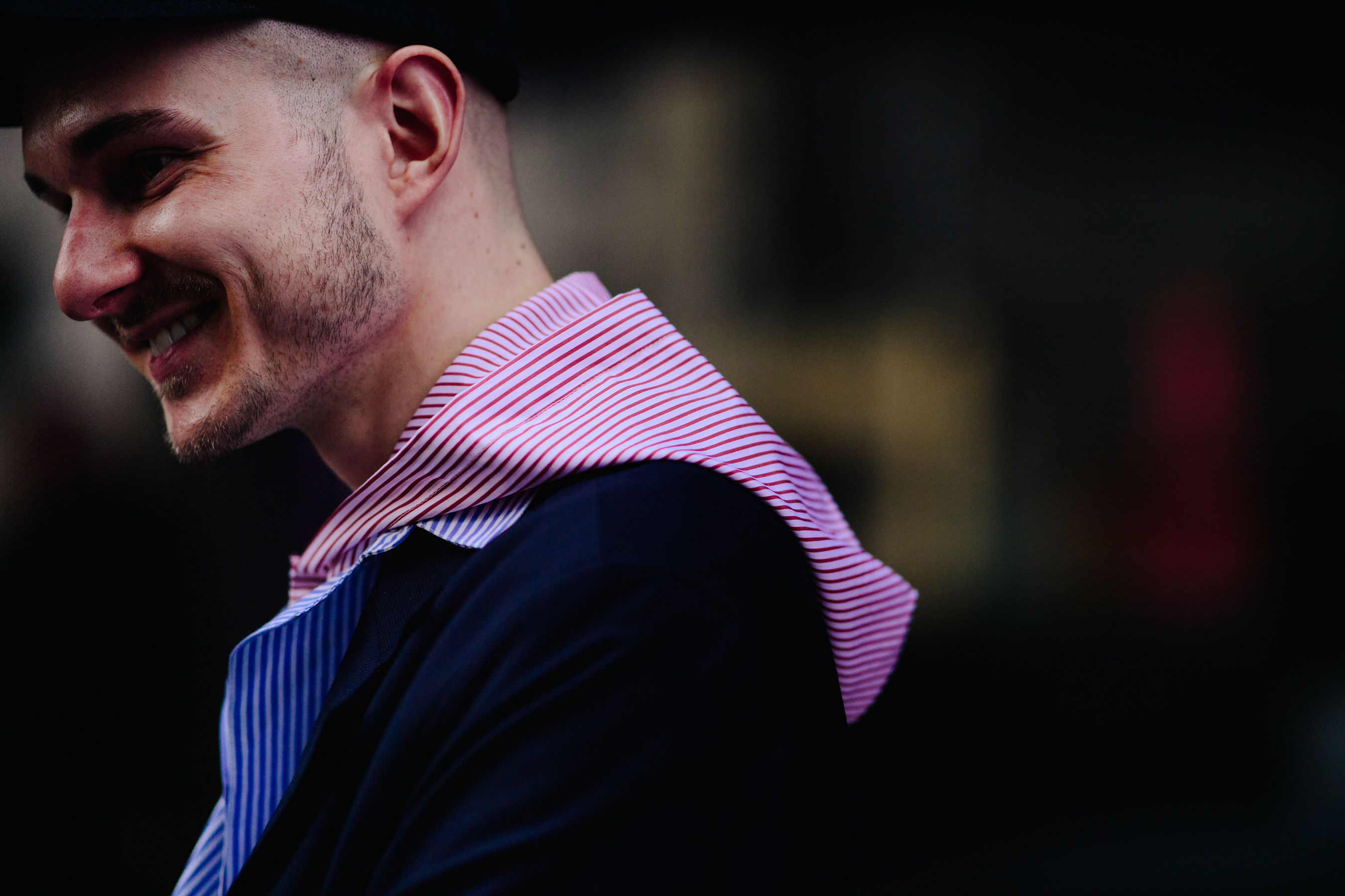 Man wearing striped cotton shirt