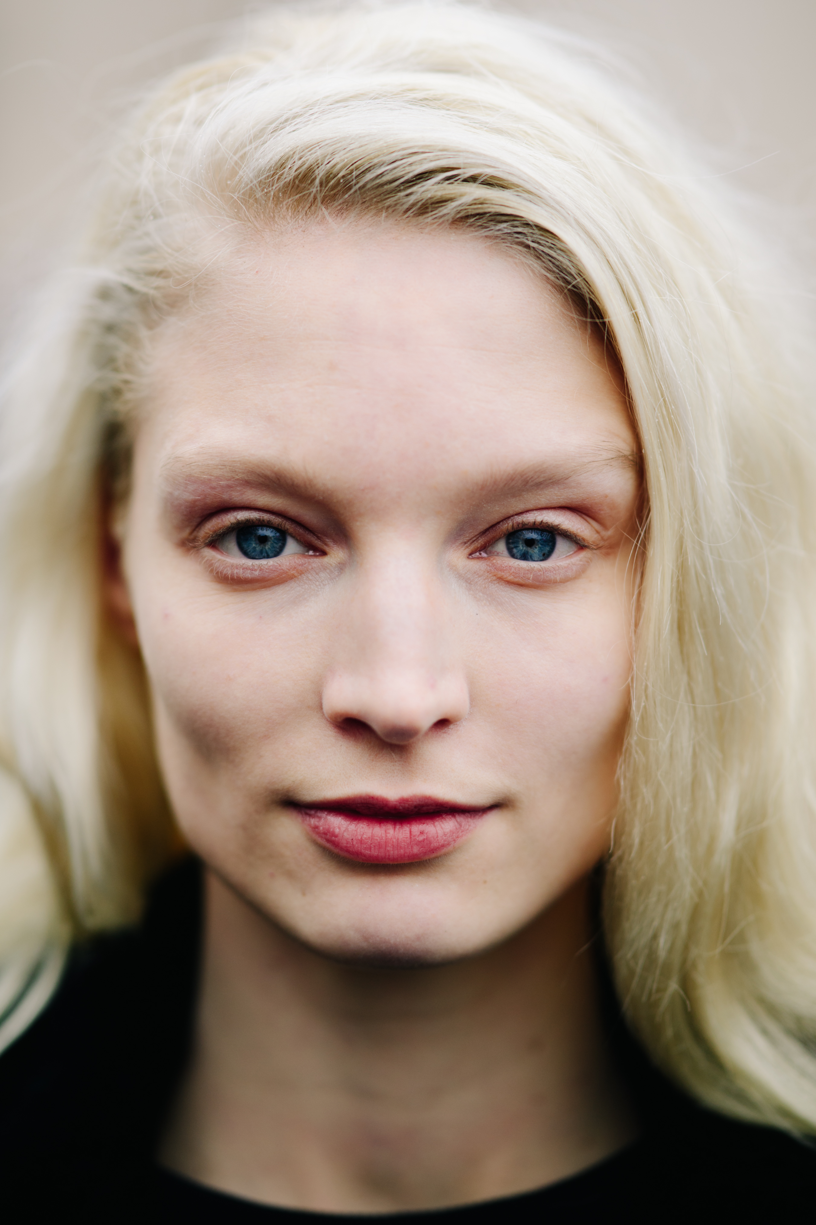 Portrait of a blonde model with blue eyes