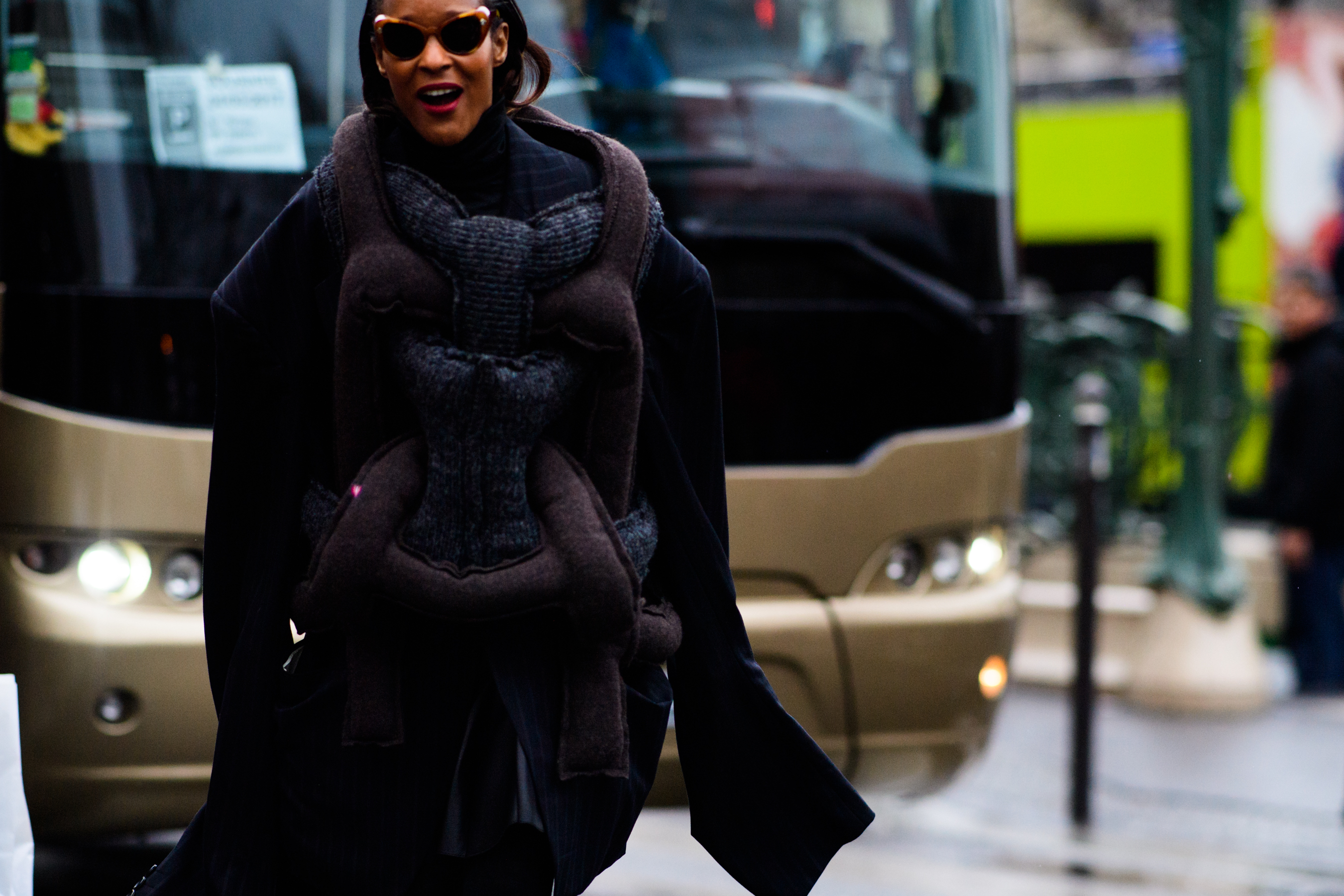 Woman wearing Comme des Garçons outfit