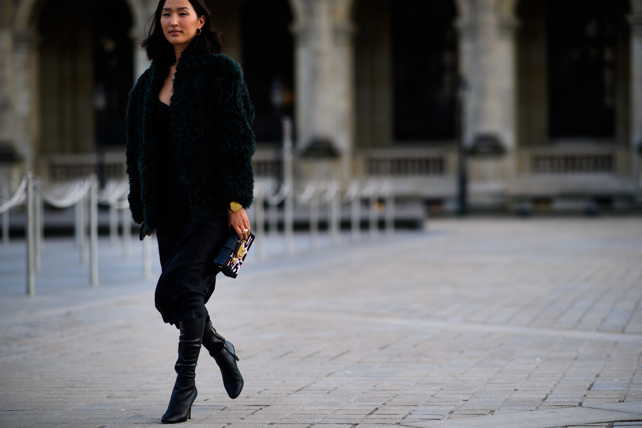 Woman wearing Louis Vuitton before the show