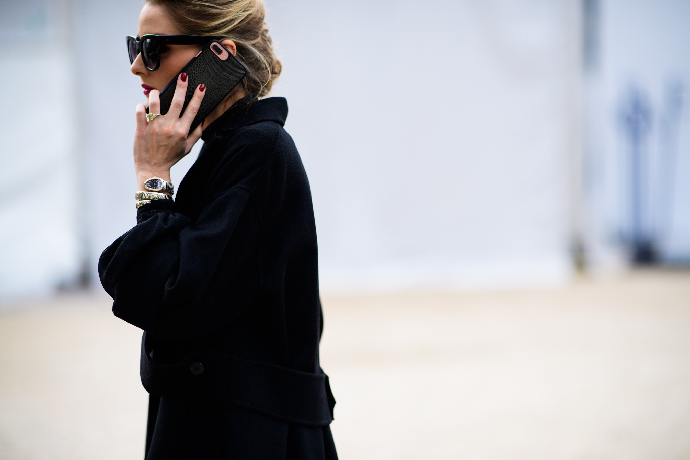 Blogger wearing snake shaped watch