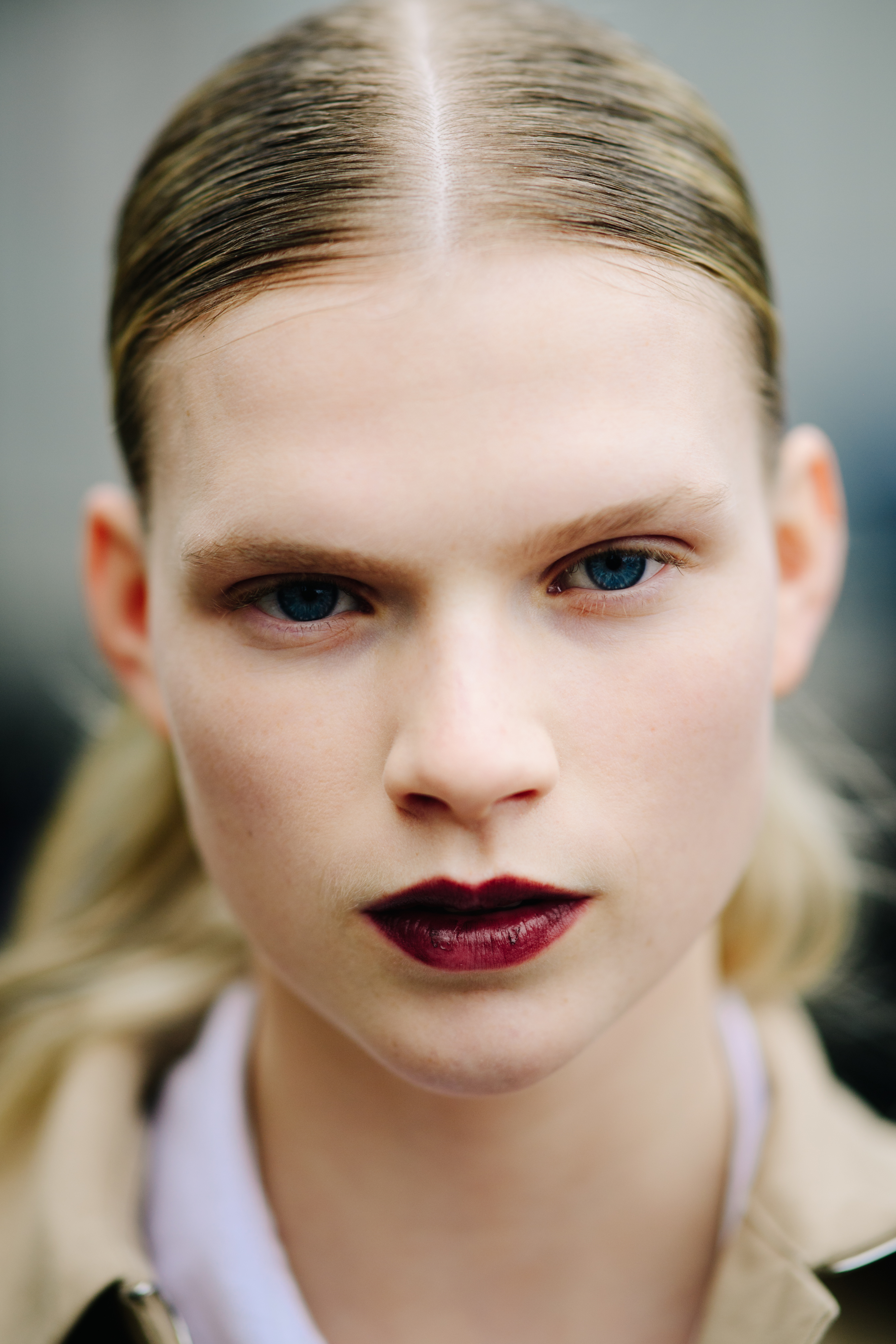 Model with sleek hair after Céline