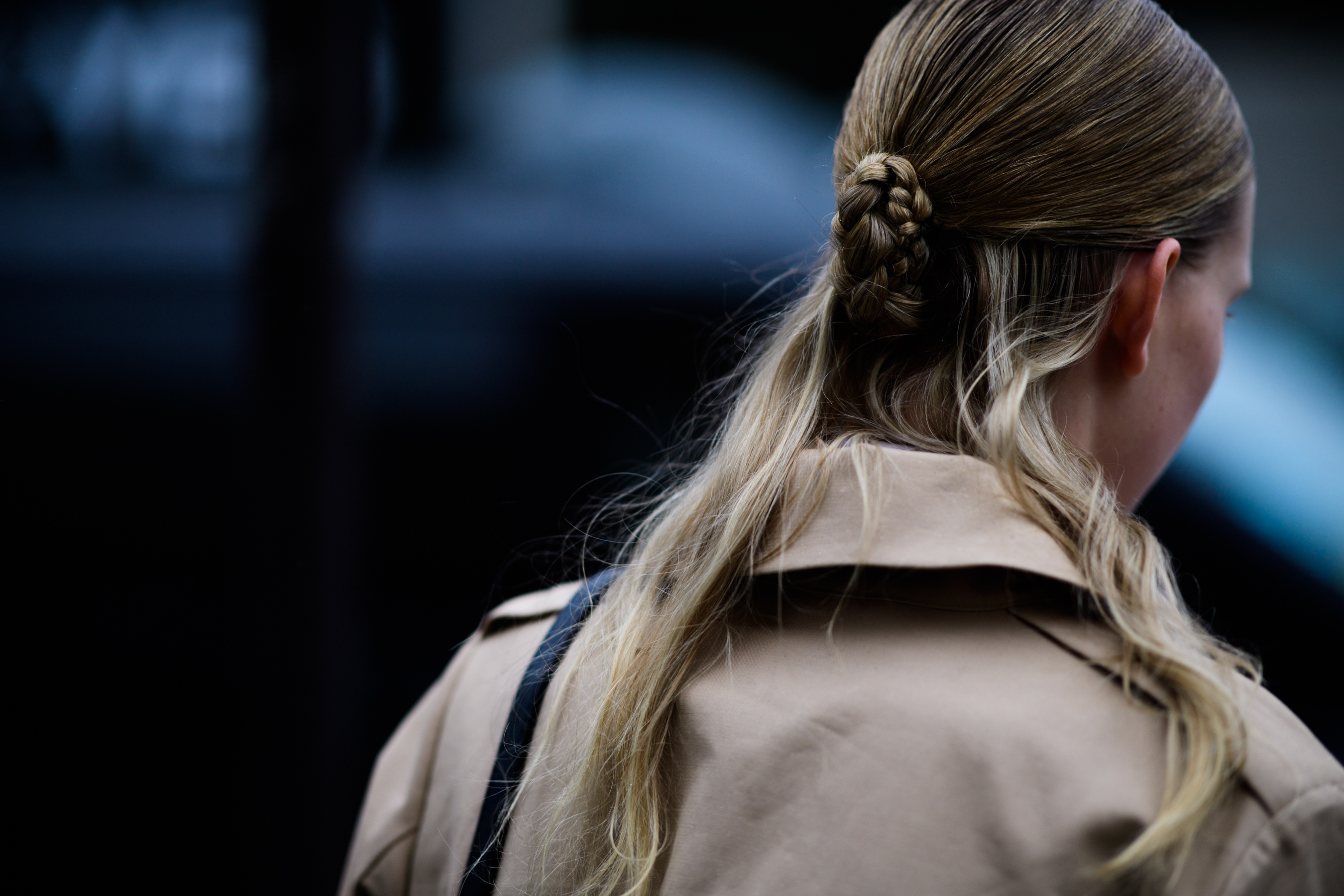 Model with tied hair after Céline