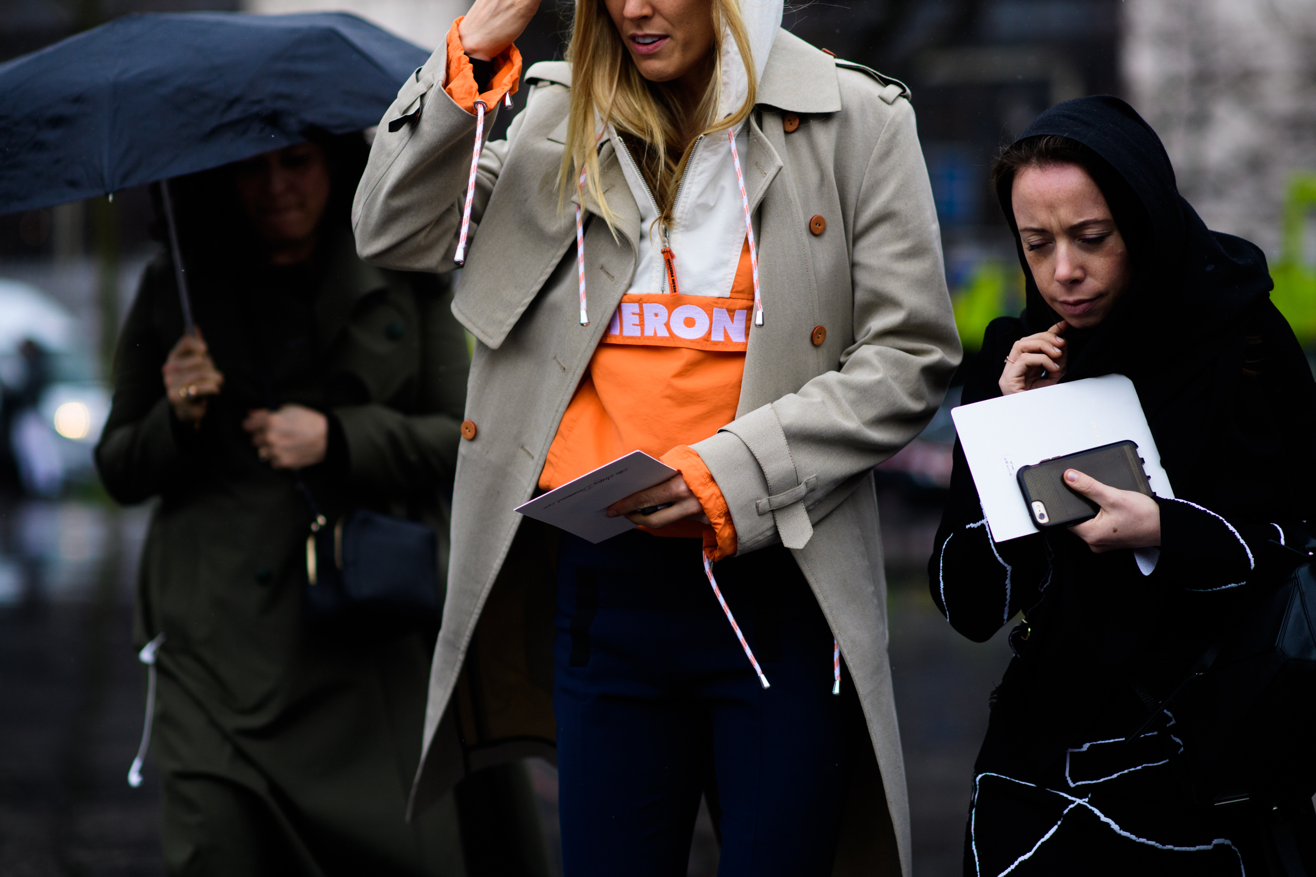 Woman wearing Heron Preston anorak