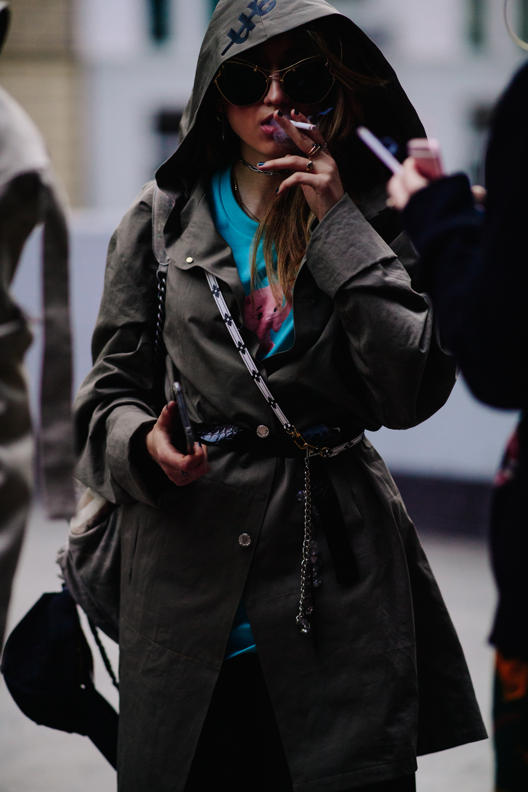Girl wearing green parka