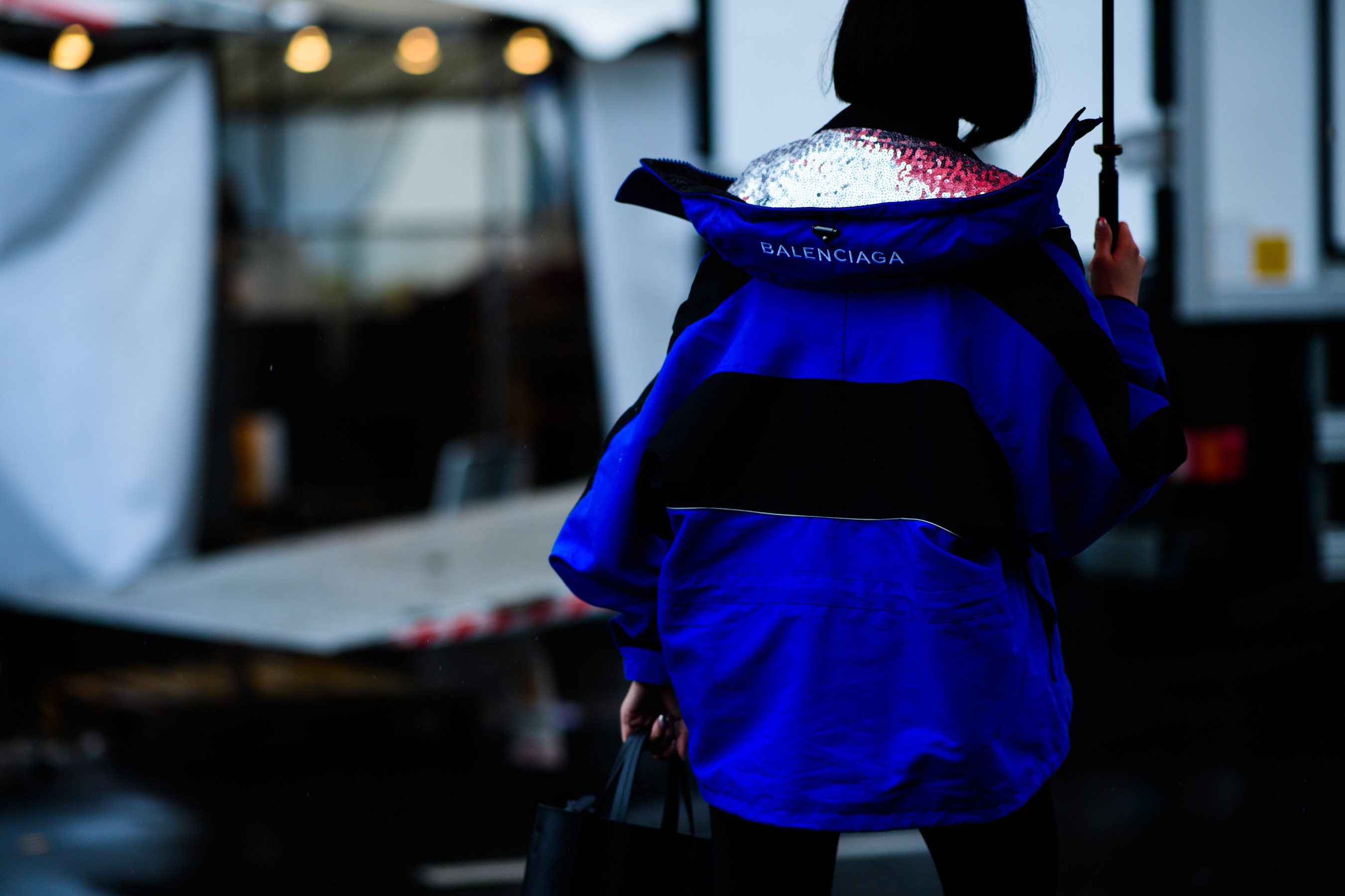 Selfridges buyer wearing Balenciaga coat