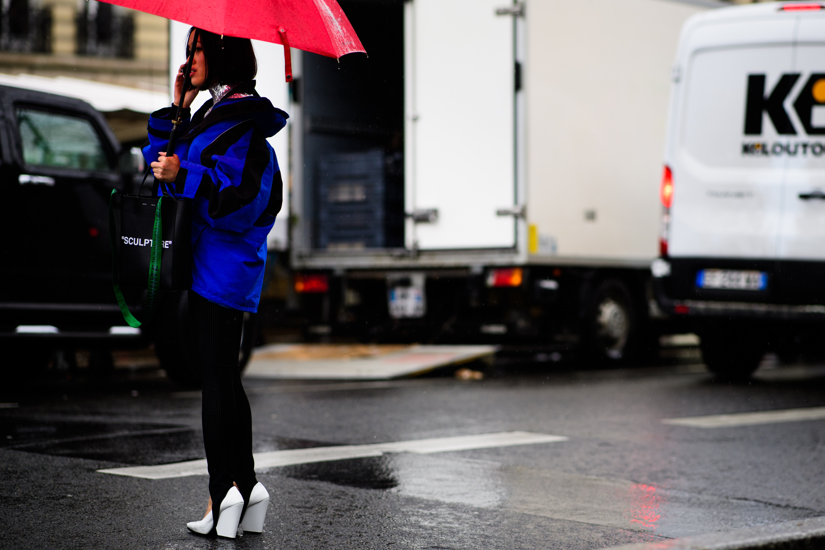 Selfridges buyer wearing Balenciaga coat