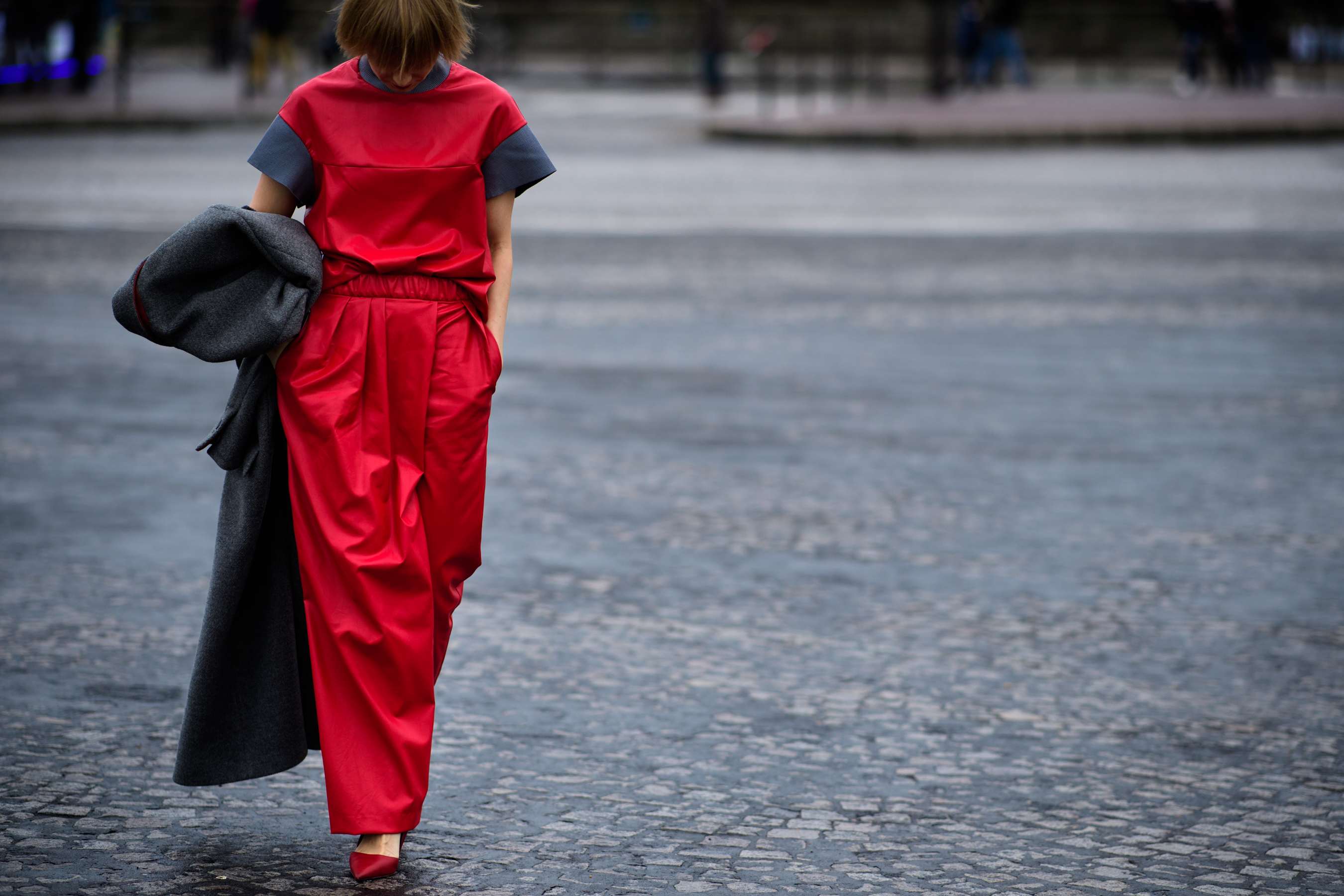 Russian designer wearing eco-leather