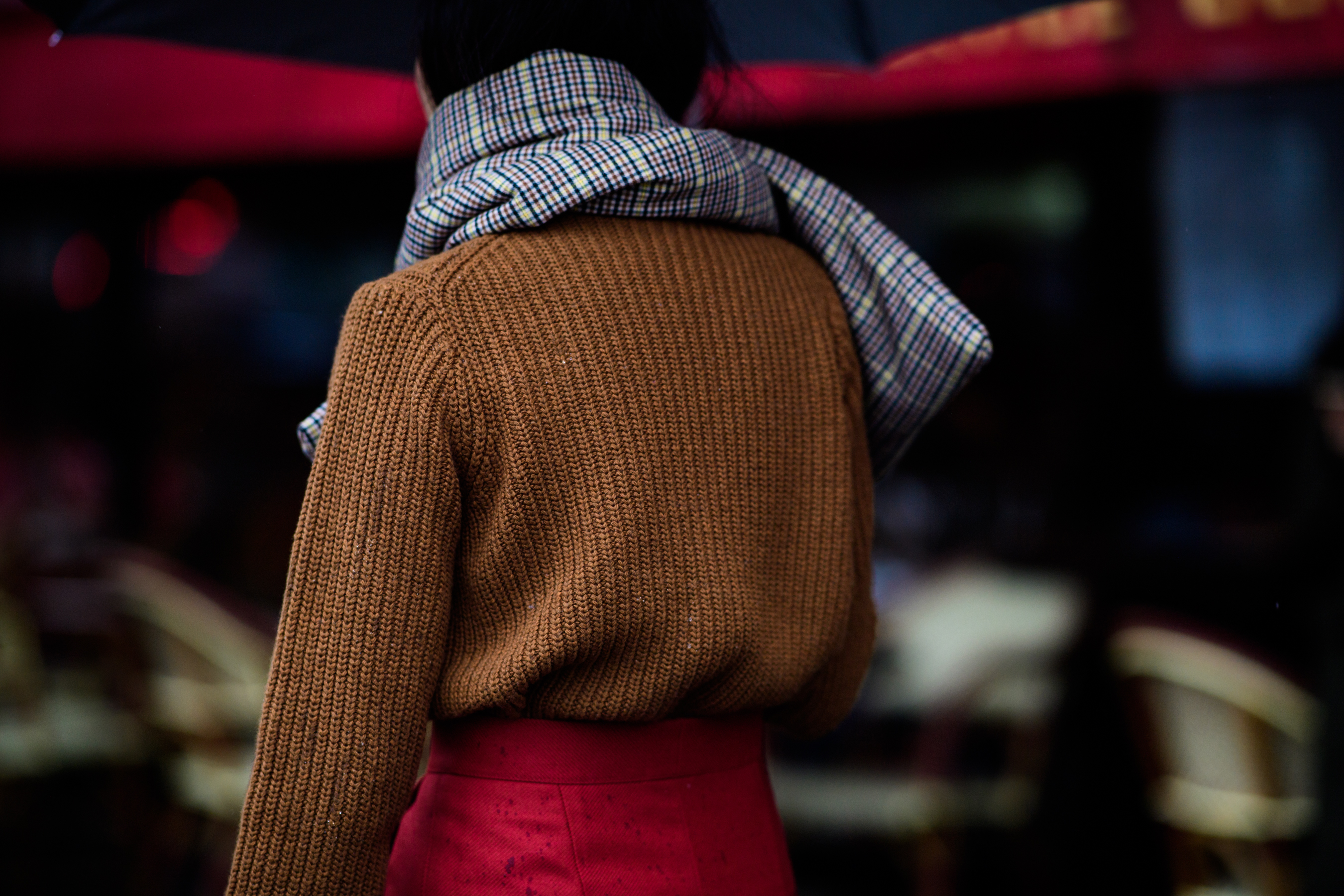 Singaporean blogger wearing scarf and sweater