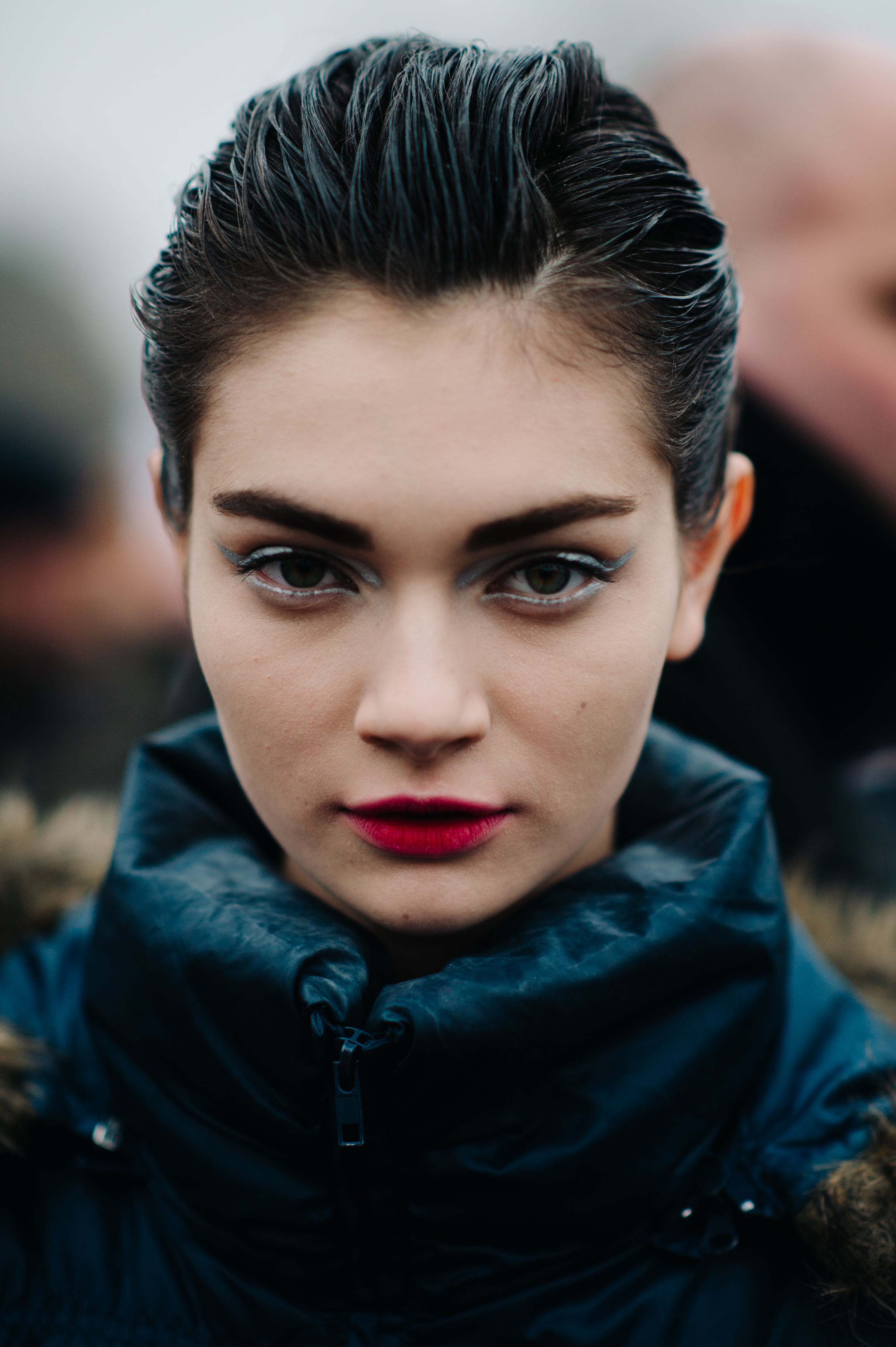 Portrait of a model with sleek hair