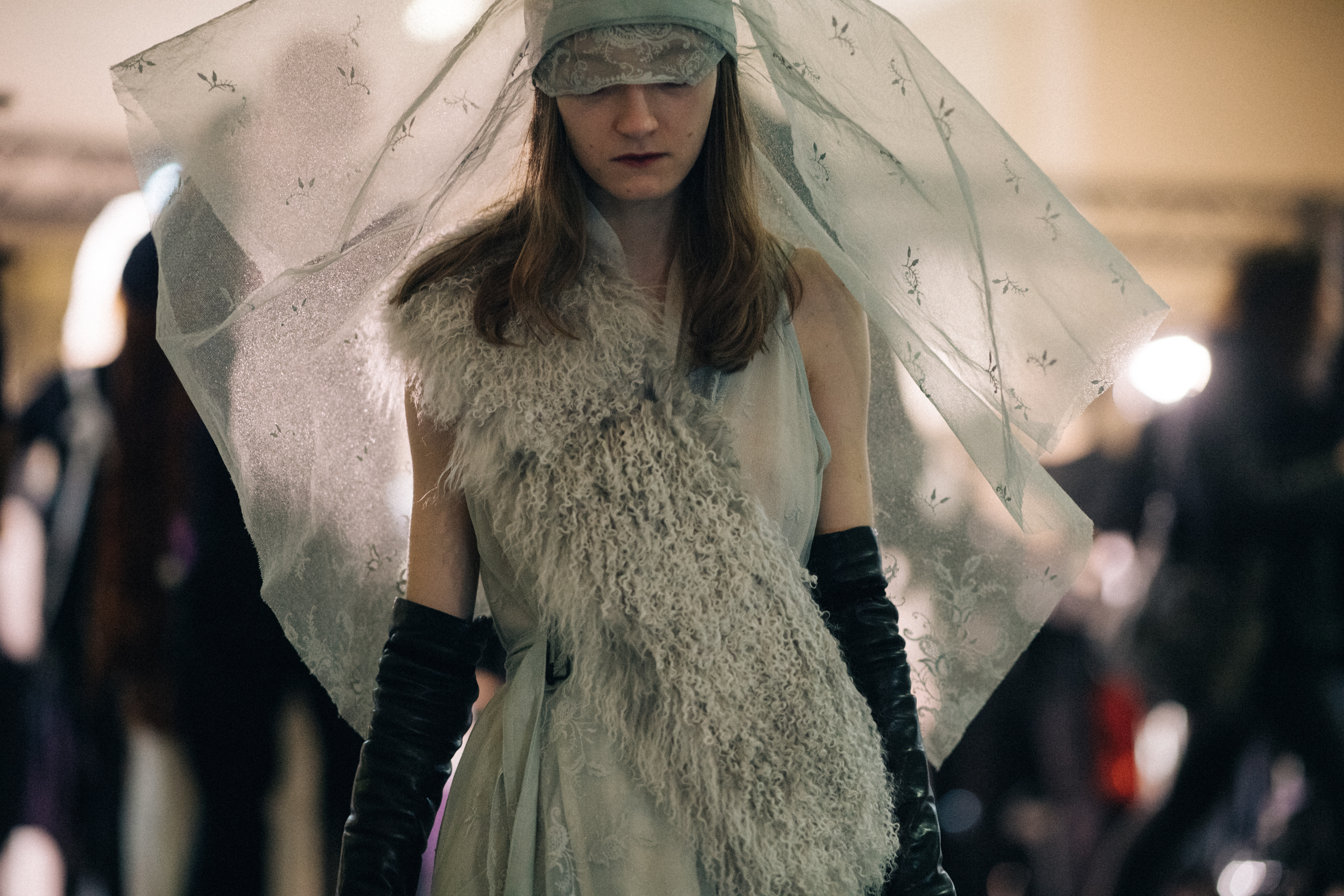 Model Kasia Jujeczka wearing veil