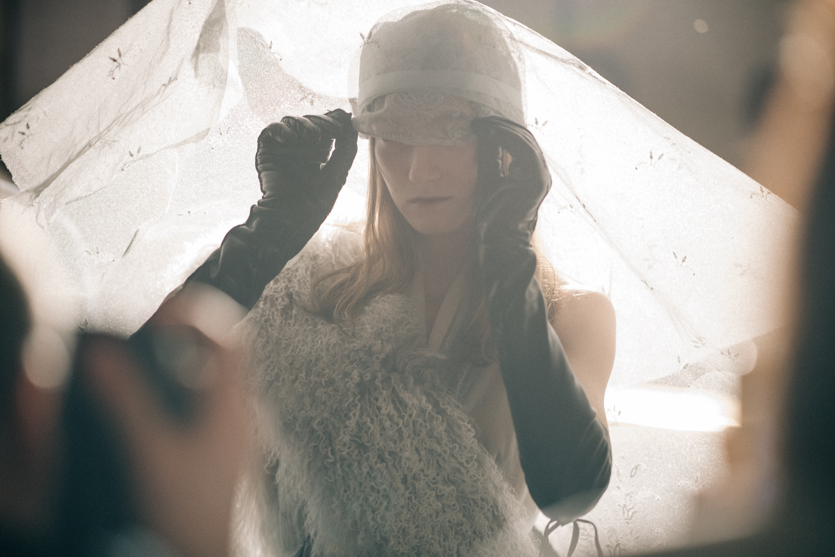 Model Kasia Jujeczka wearing veil