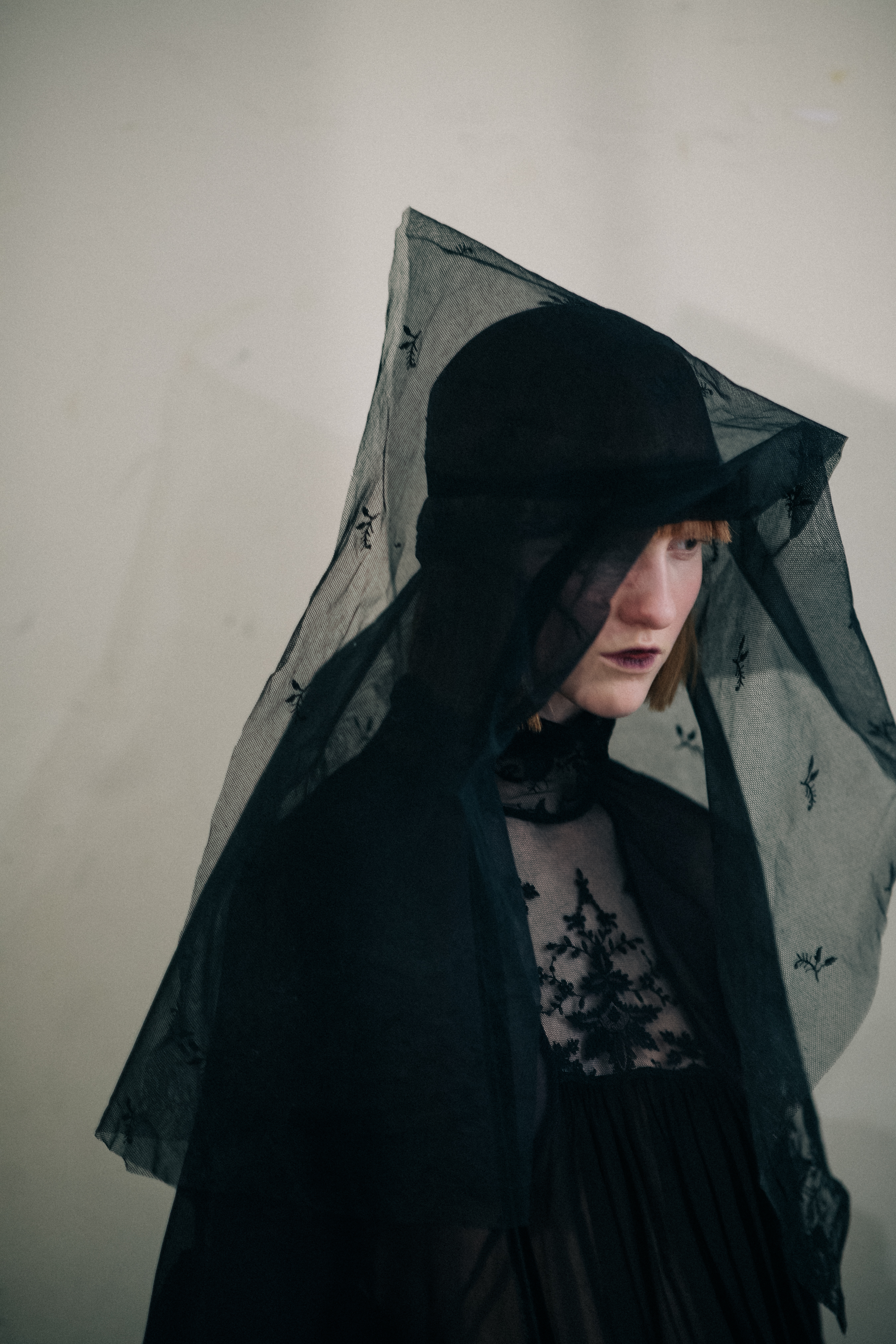 Ina Maribo Jensen wearing black veil