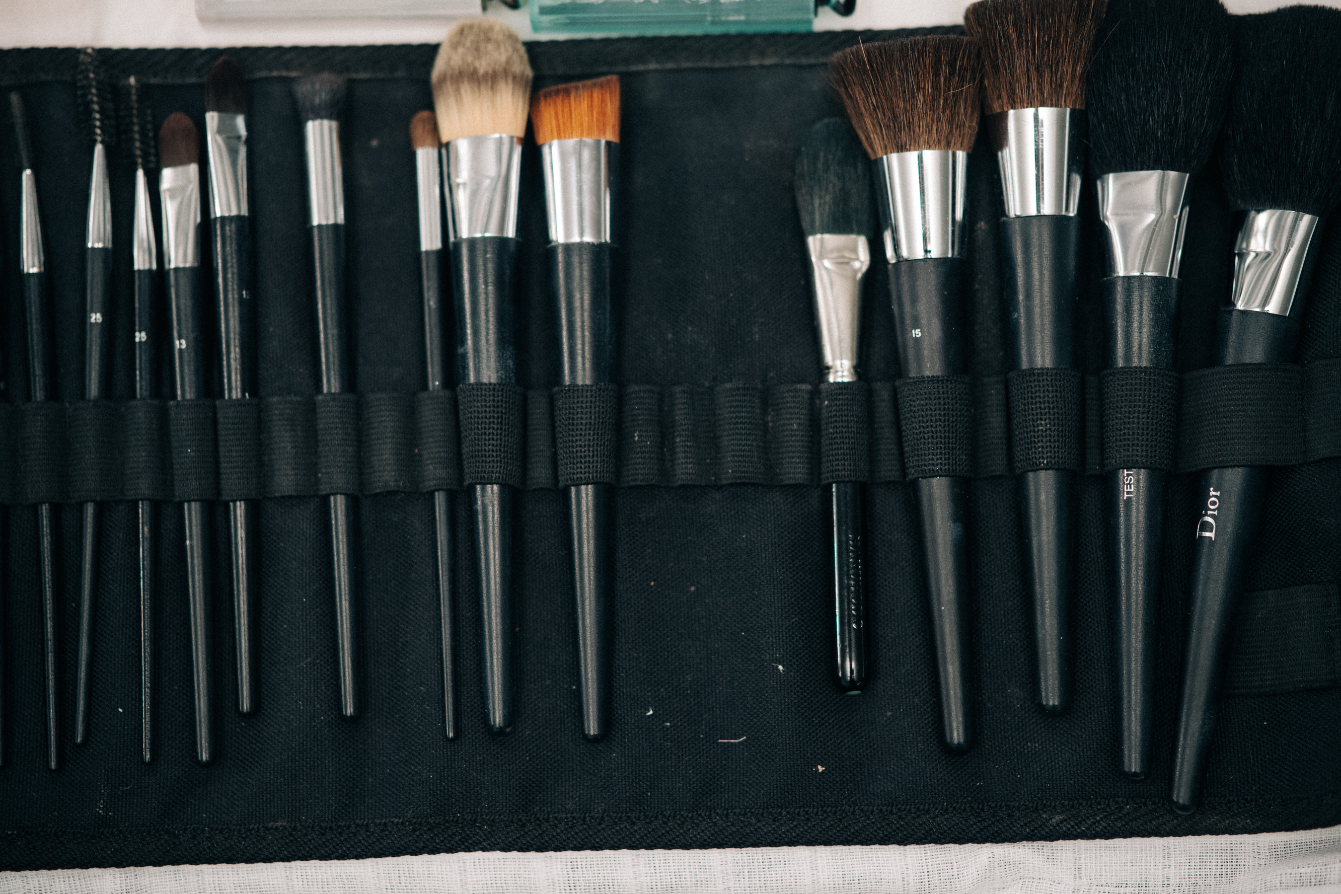 Make up brushes laid out