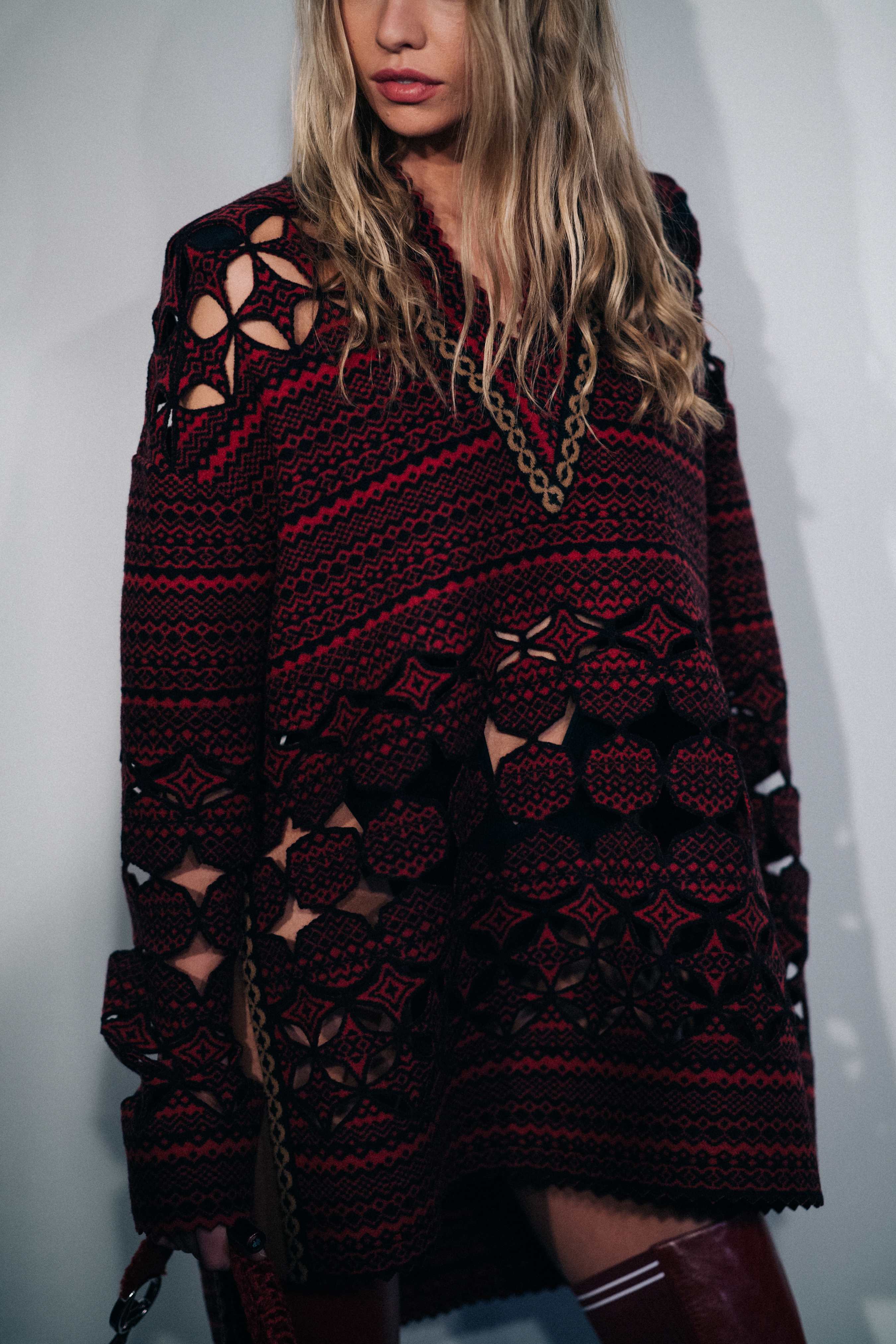 Stella Maxwell wearing red