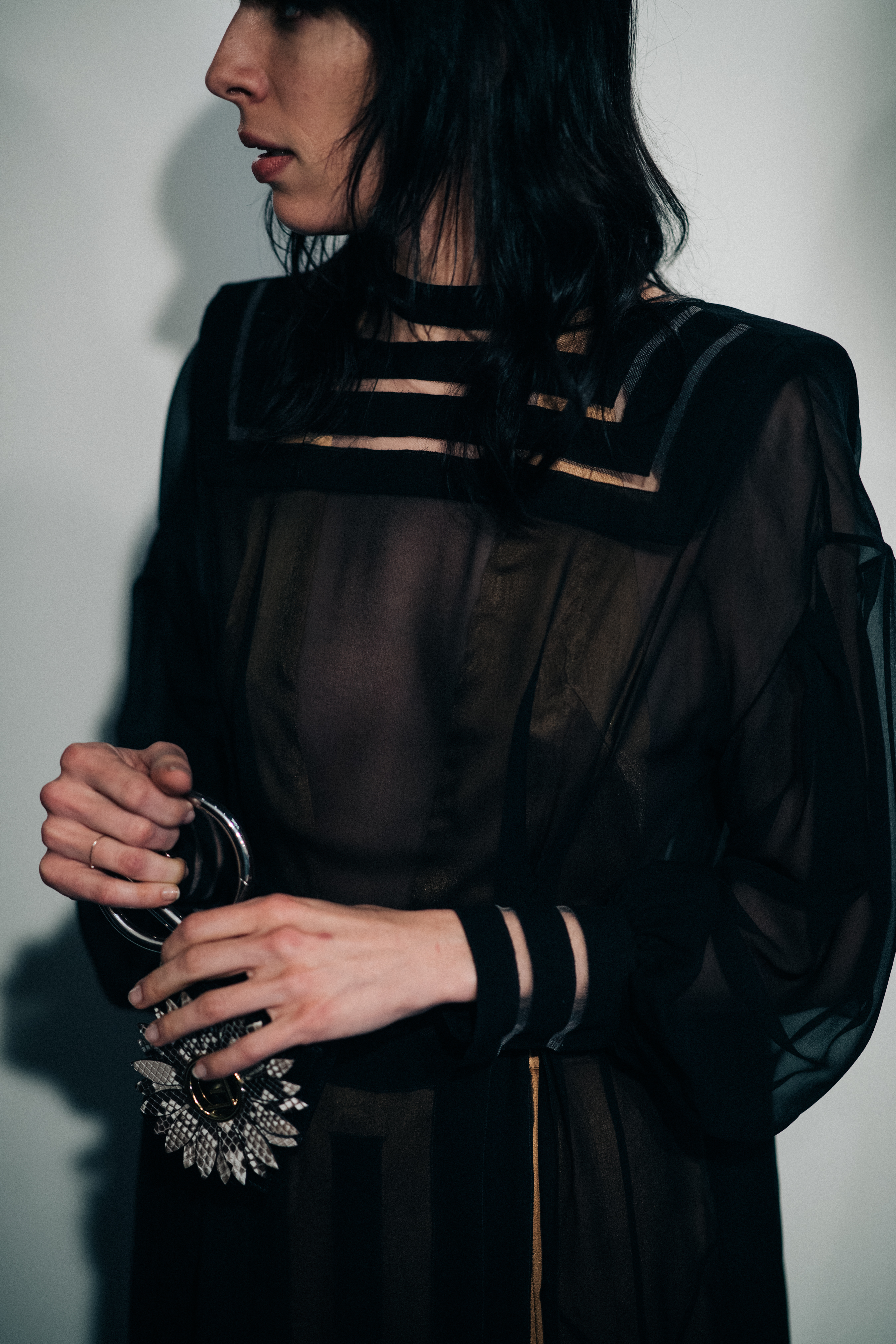 Model Jamie Bochert wearing dress
