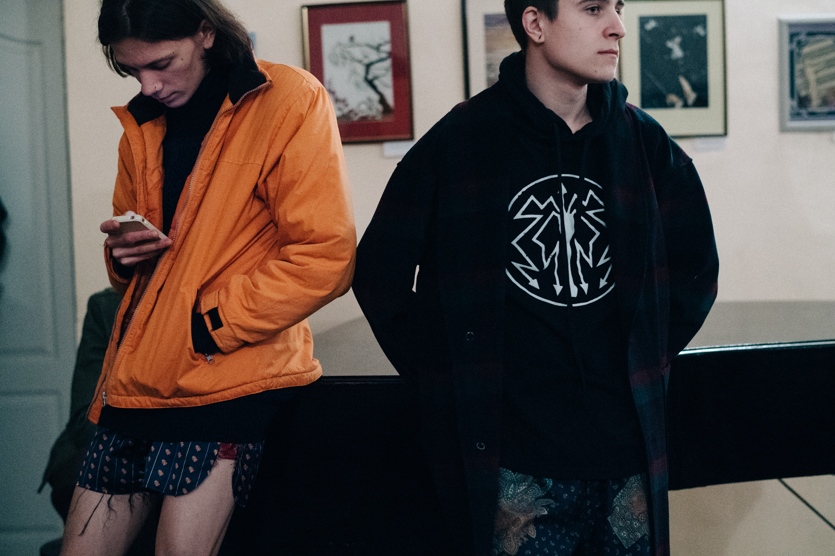 Two male models before a show