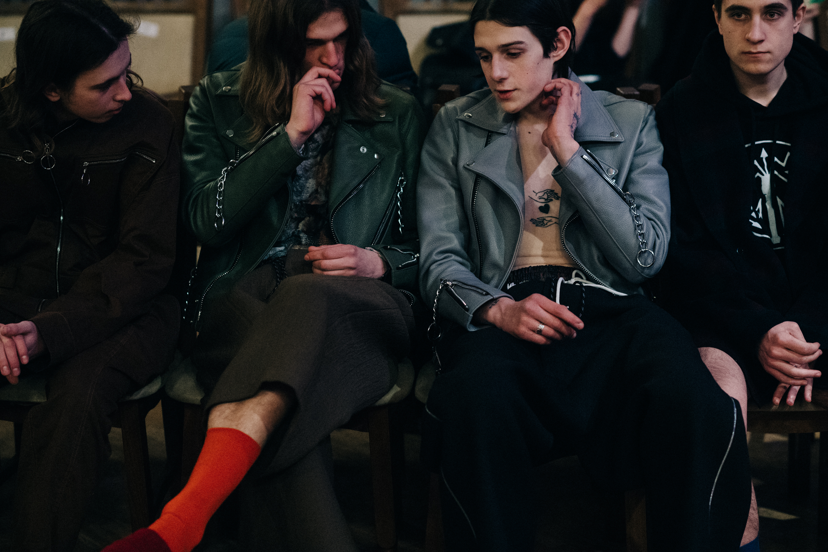 Male models before a show