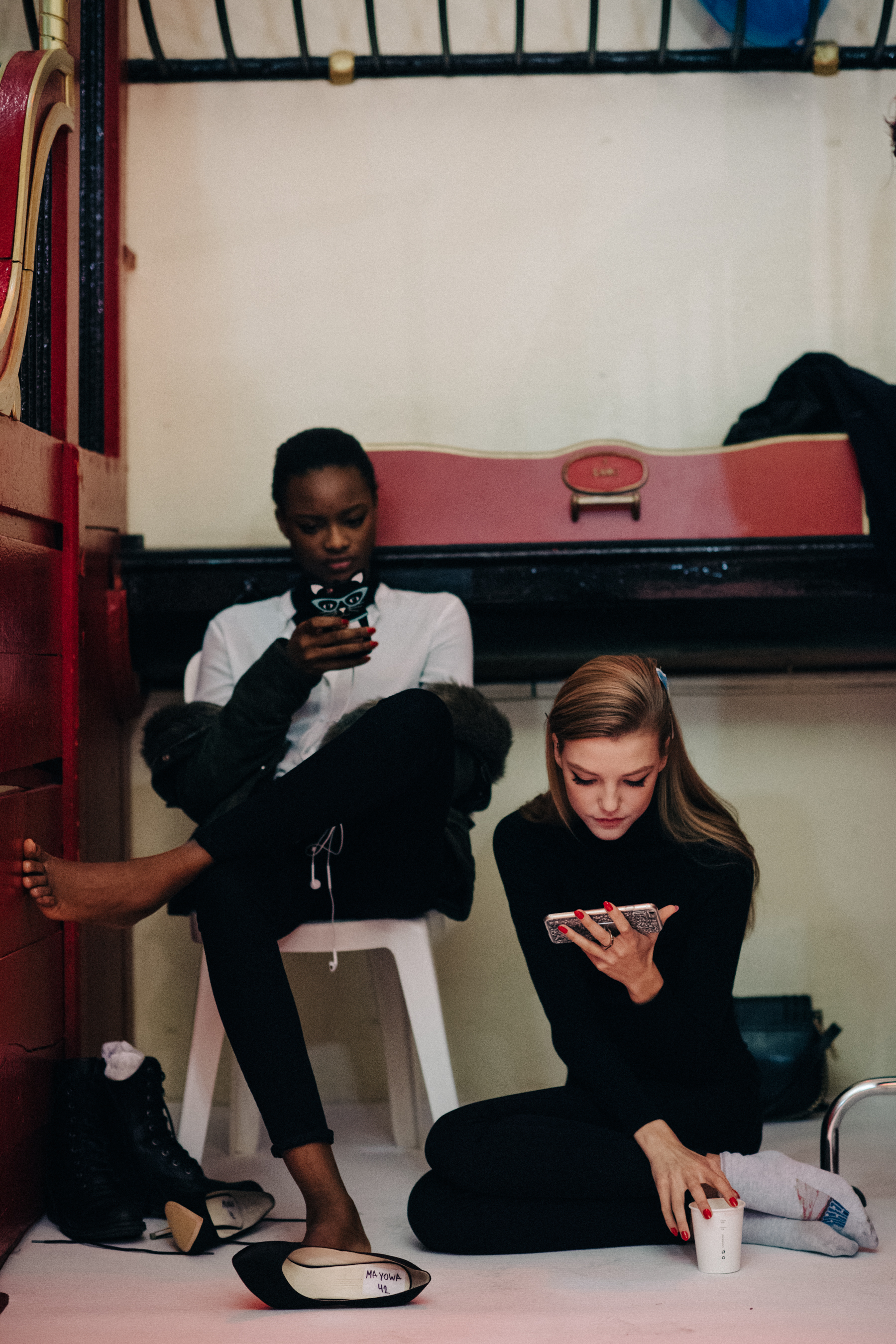 Two models before a show