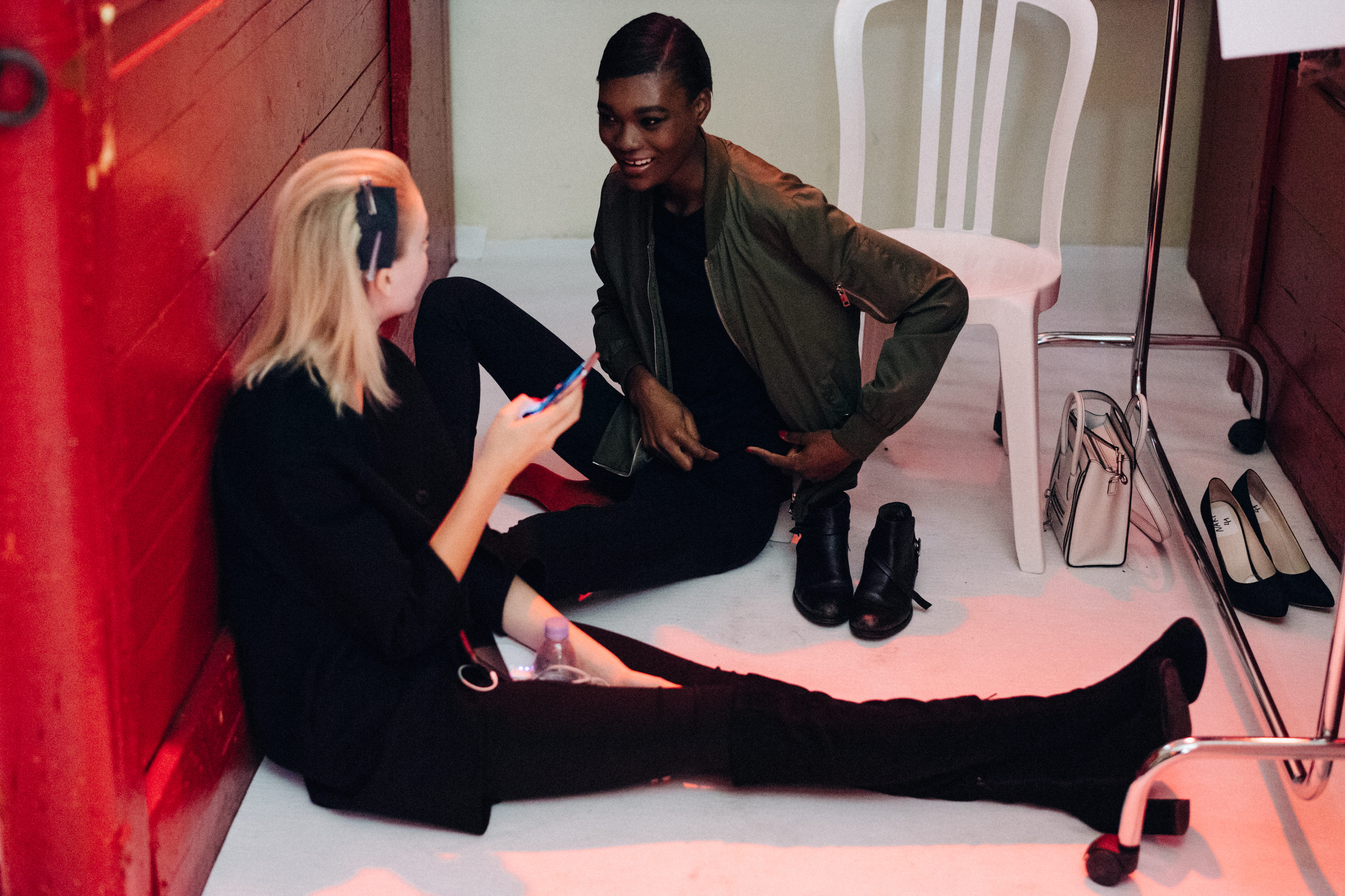 Two models before a show