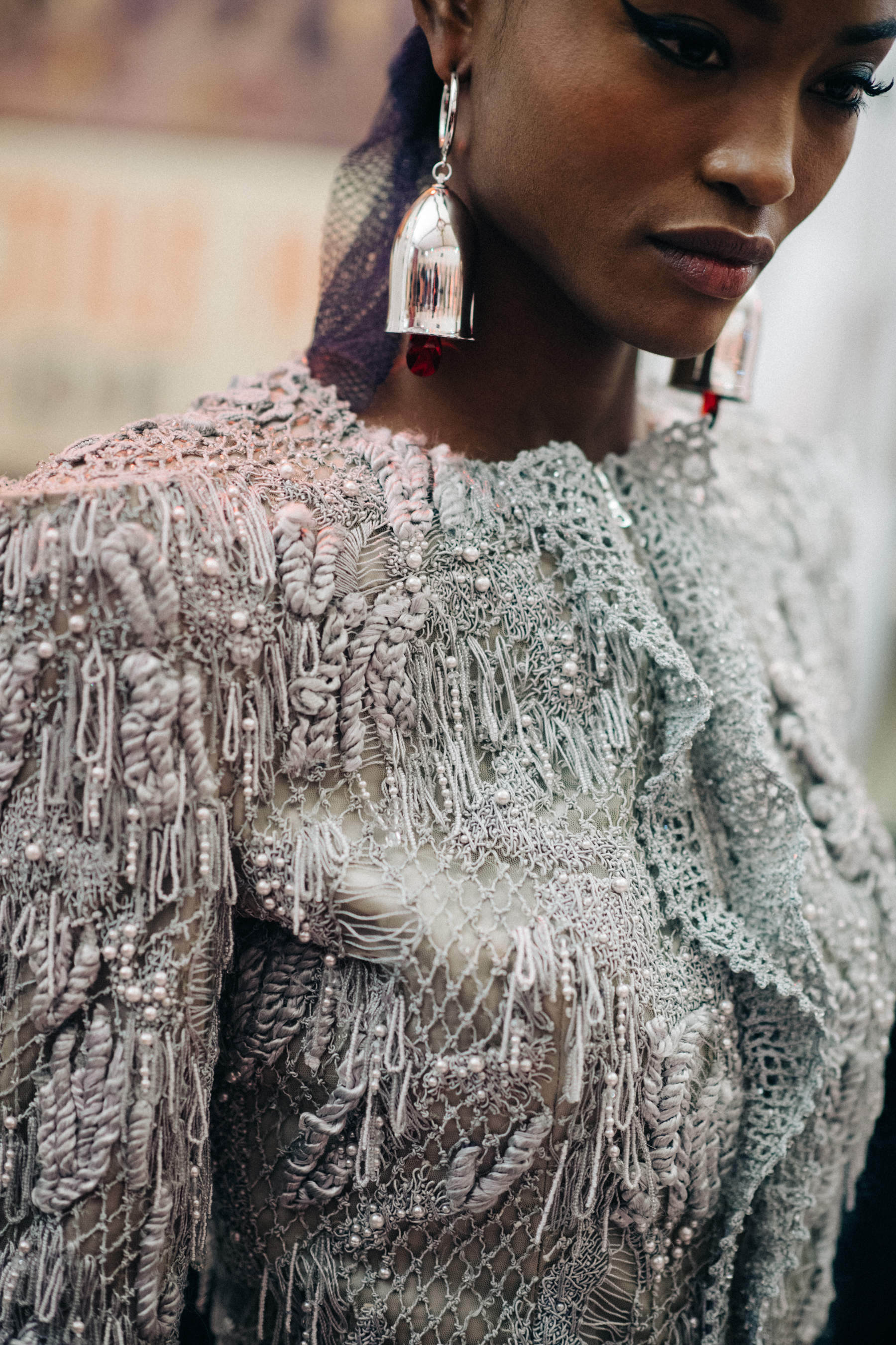 Model Alicia Burke wearing silver