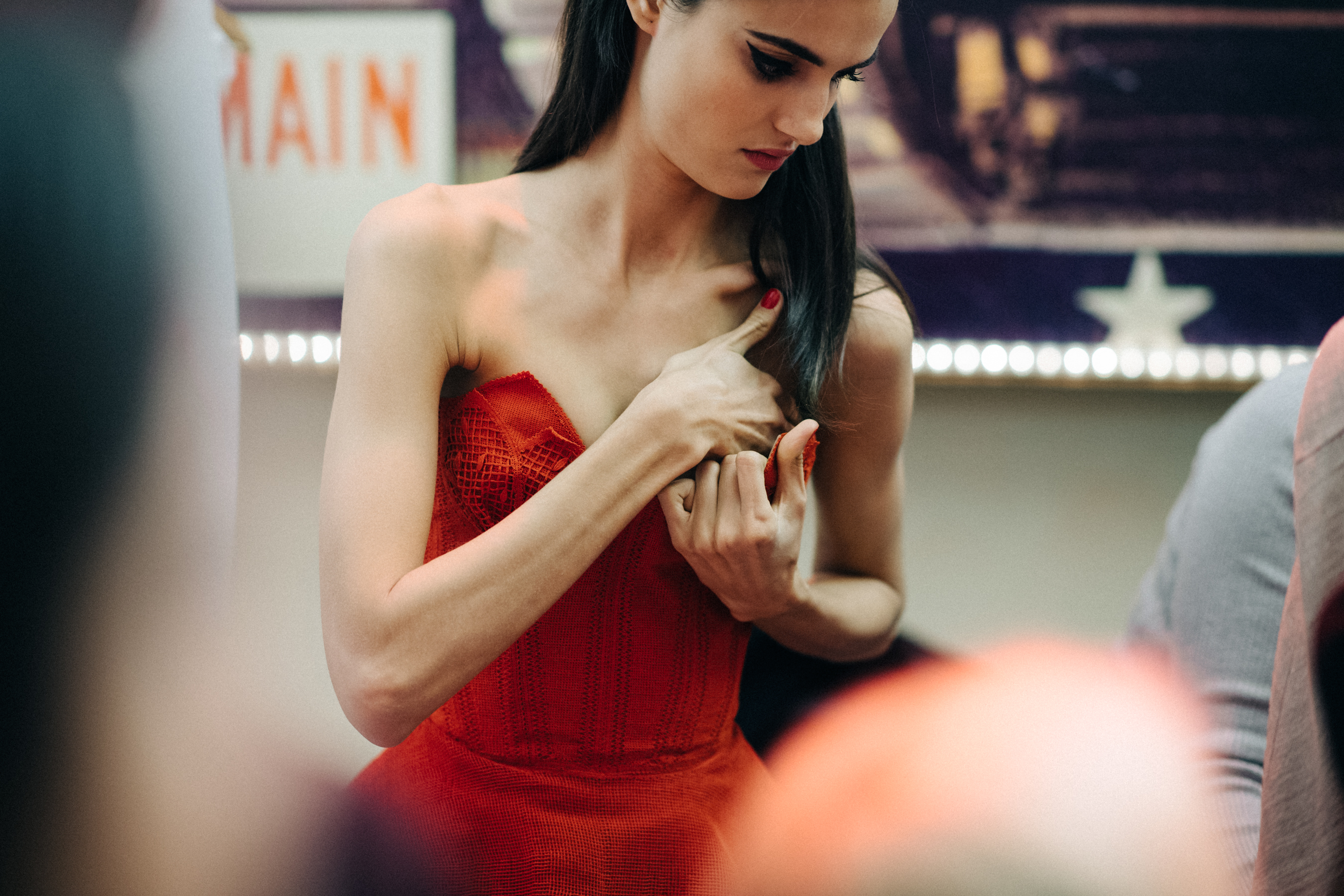 Model Blanca Padilla wearing red dress