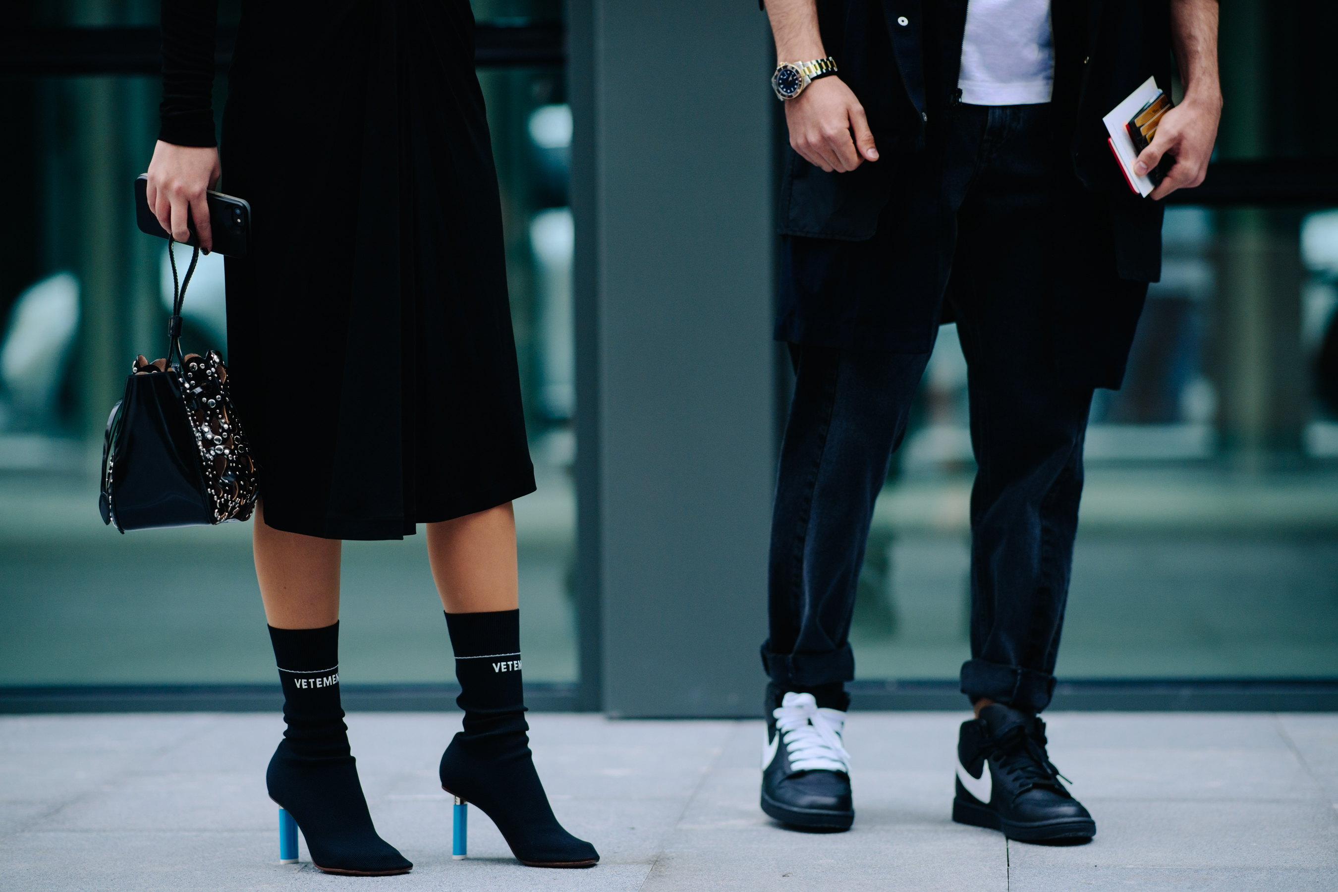 Woman wearing Vetements shoes