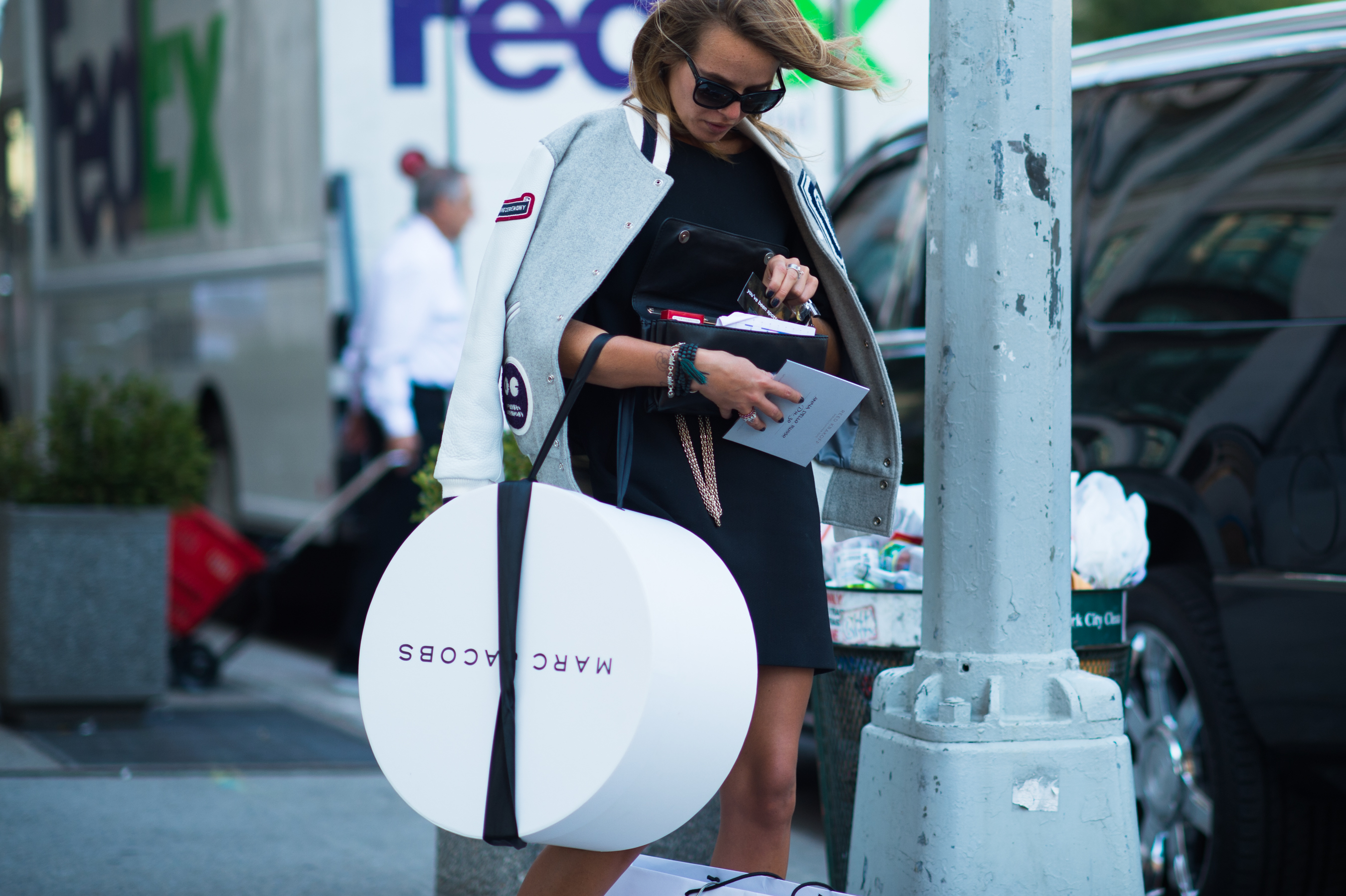 French woman with a hat bag