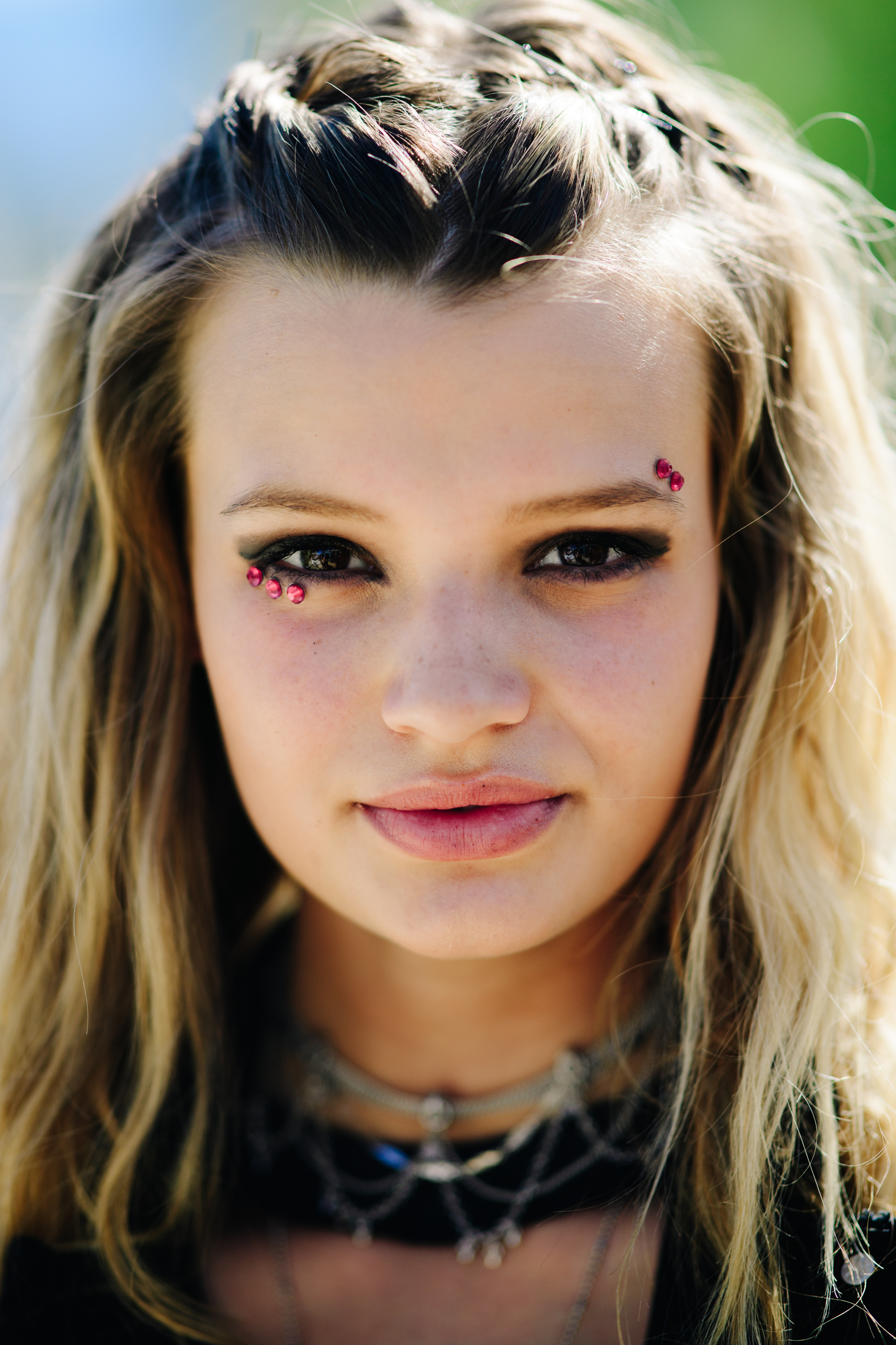 Portrait of a model with festival make up
