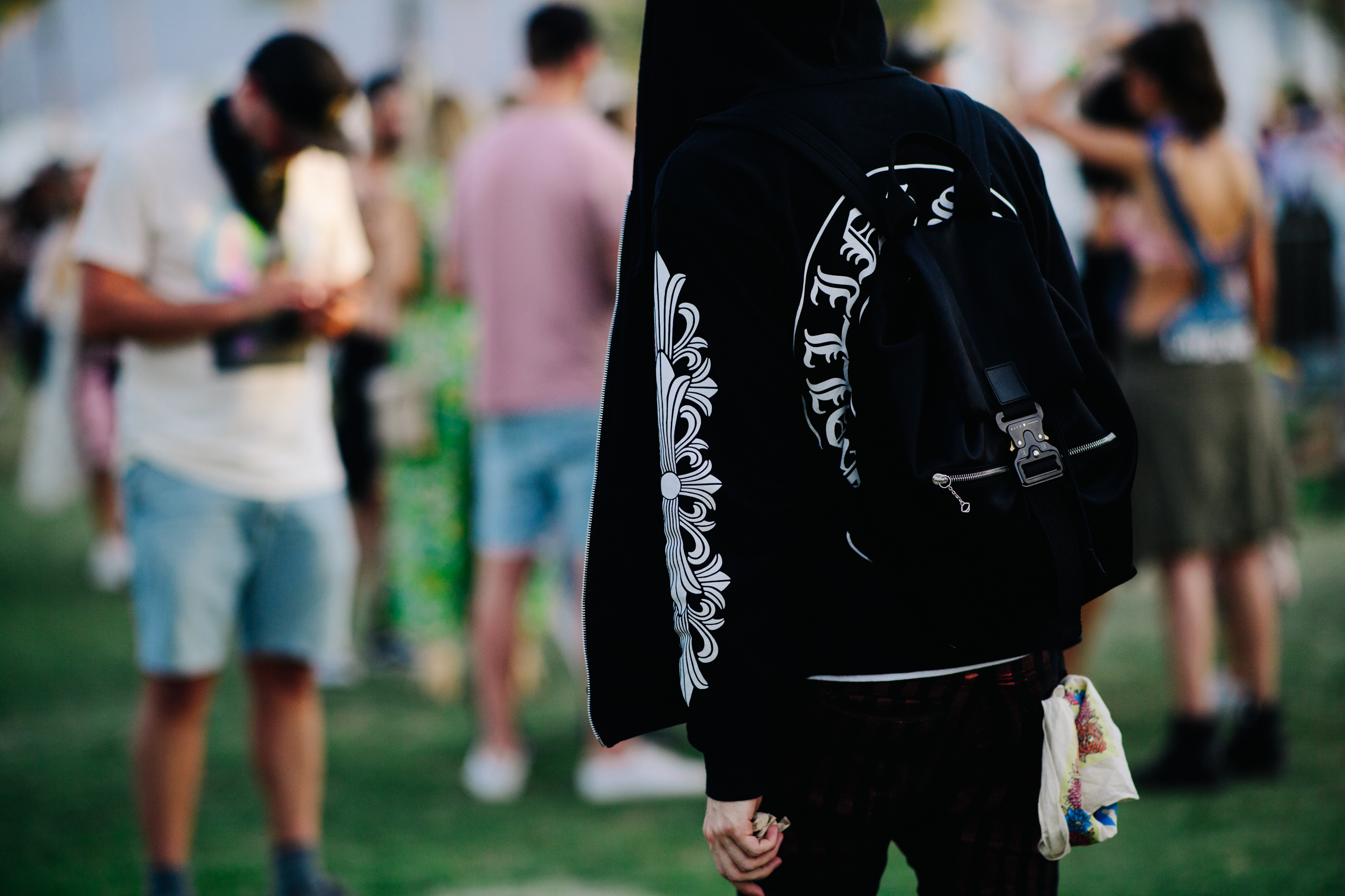 Man wearing graphic hoodie