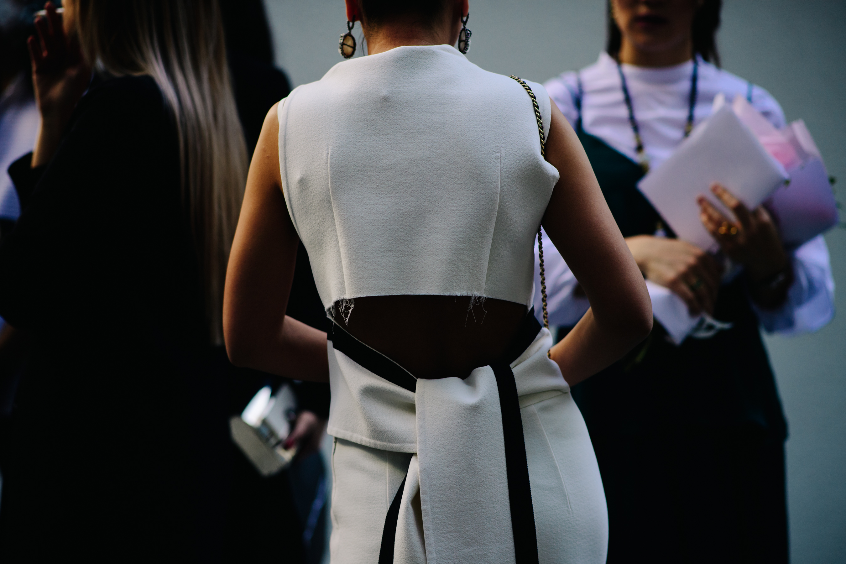 Woman wearing white dress