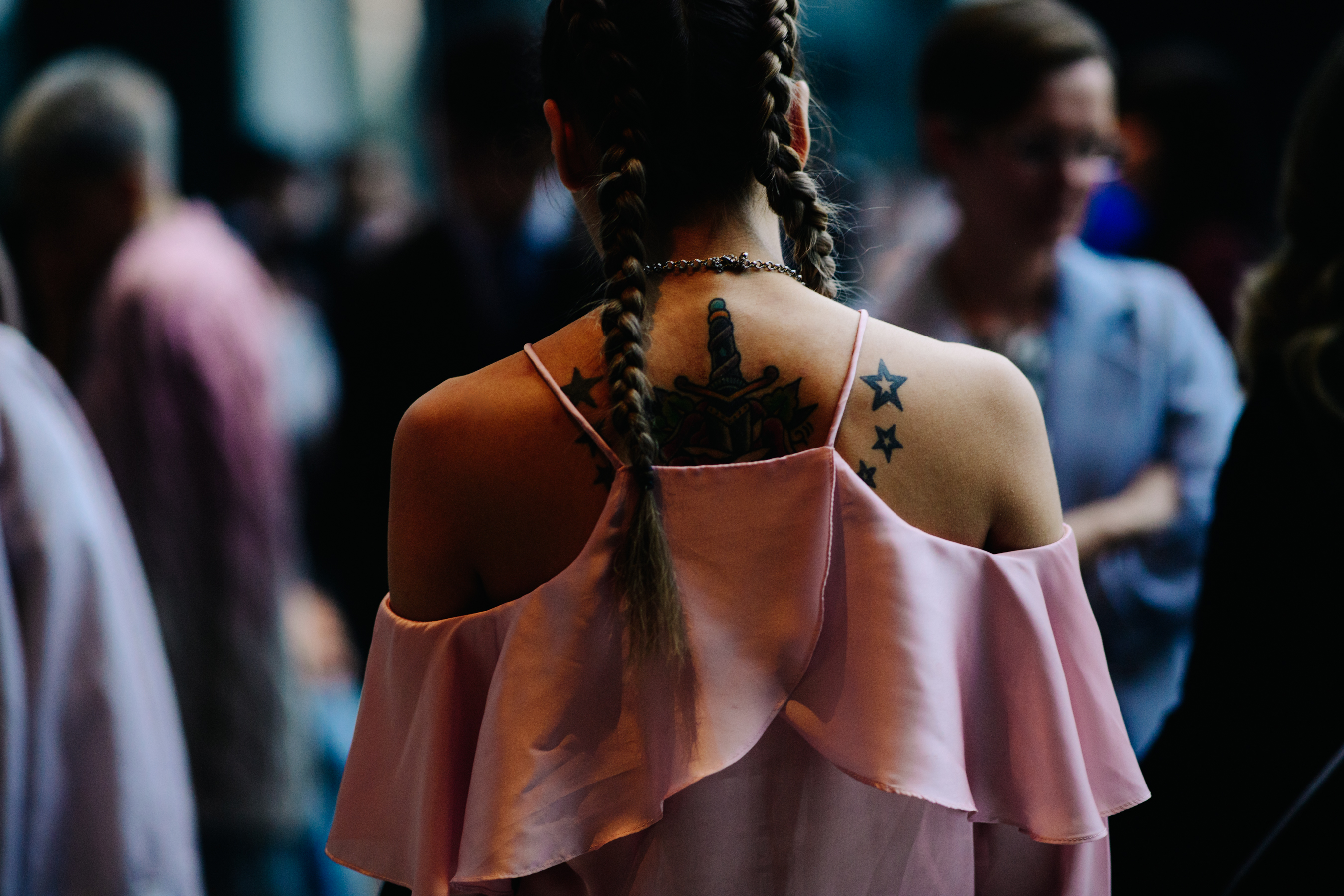 Girl wearing pink top