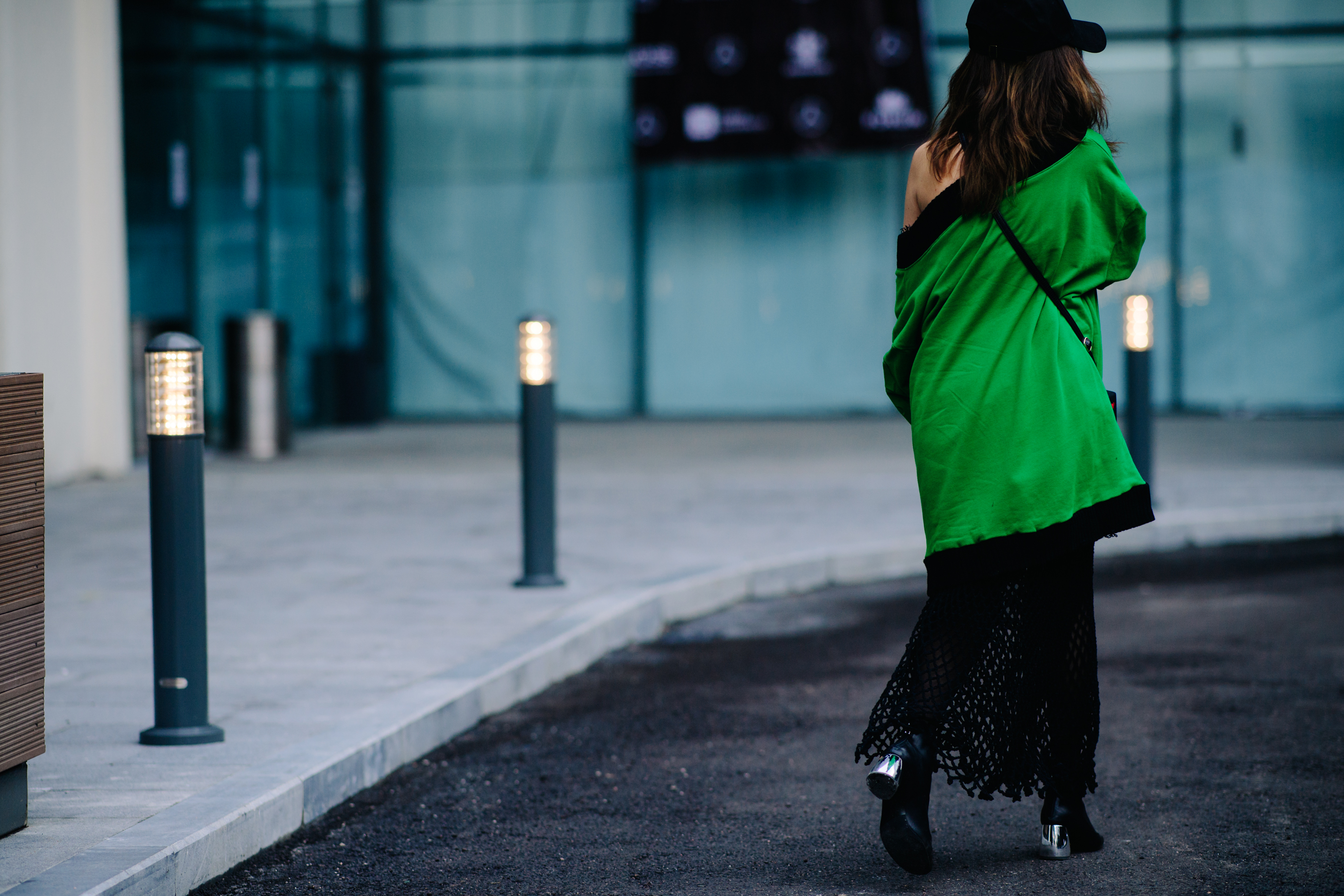 Girl wearing green jacket