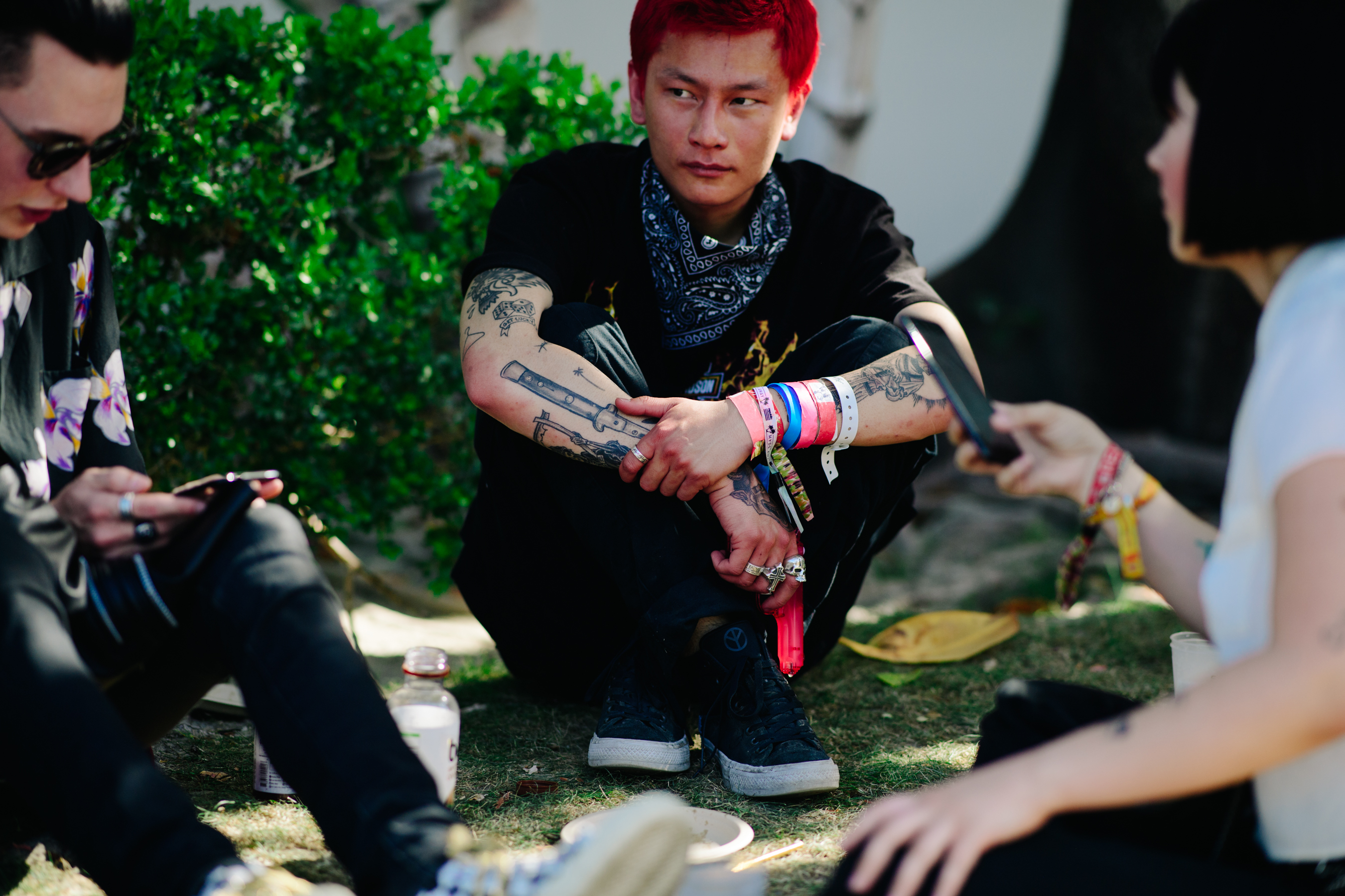 Man wearing black jumpsuit