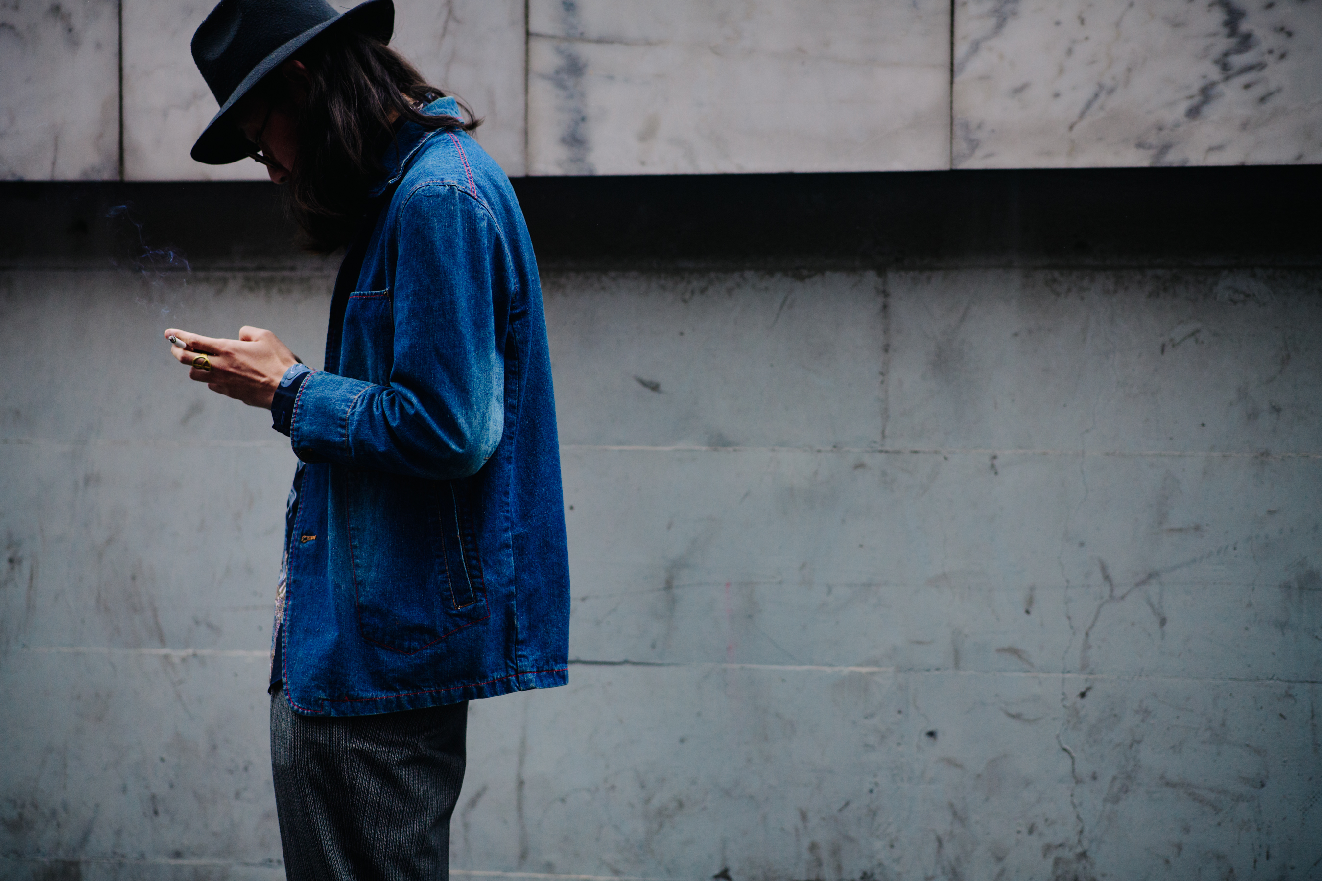 Man wearing denim jacket