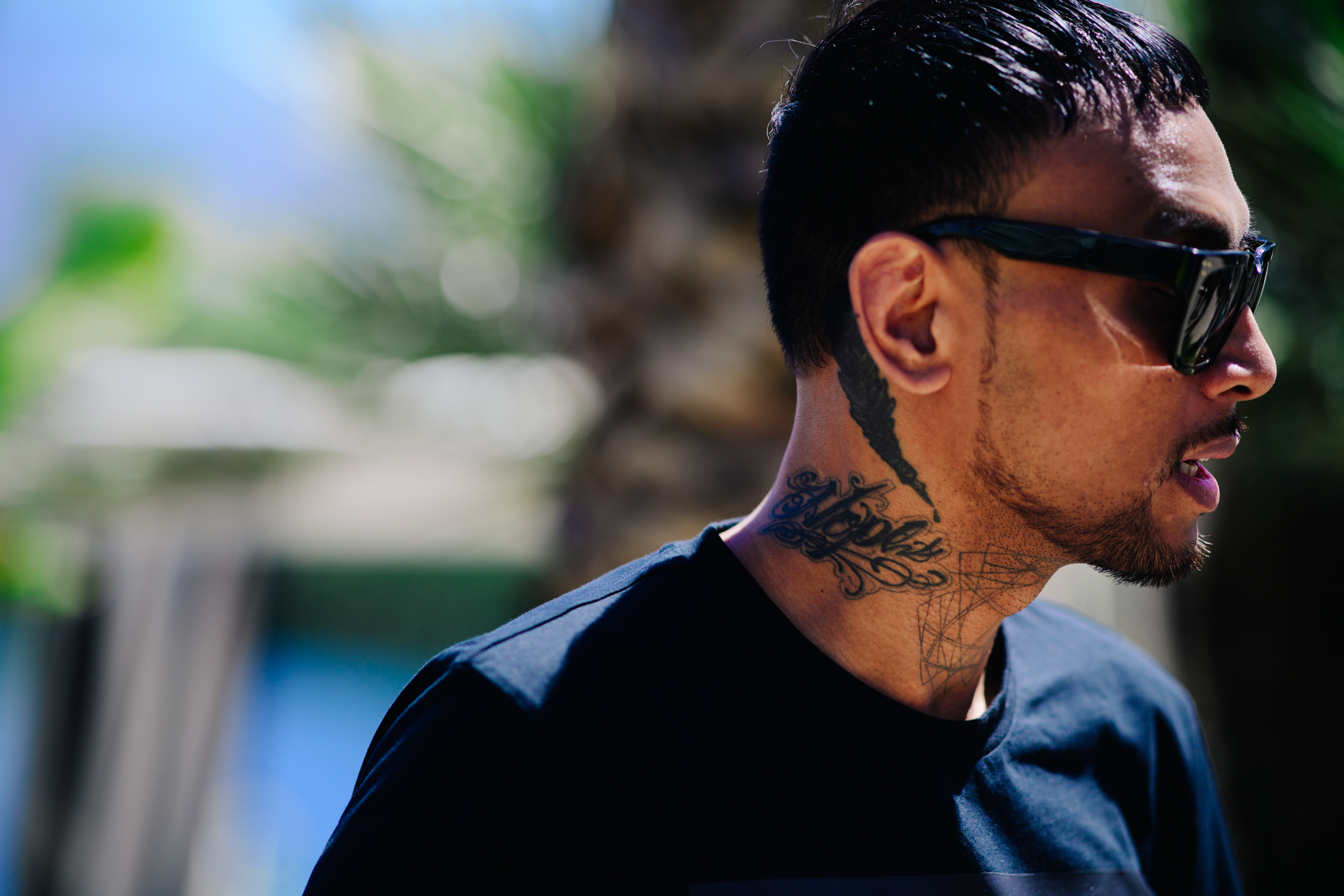 Man with tattooed neck