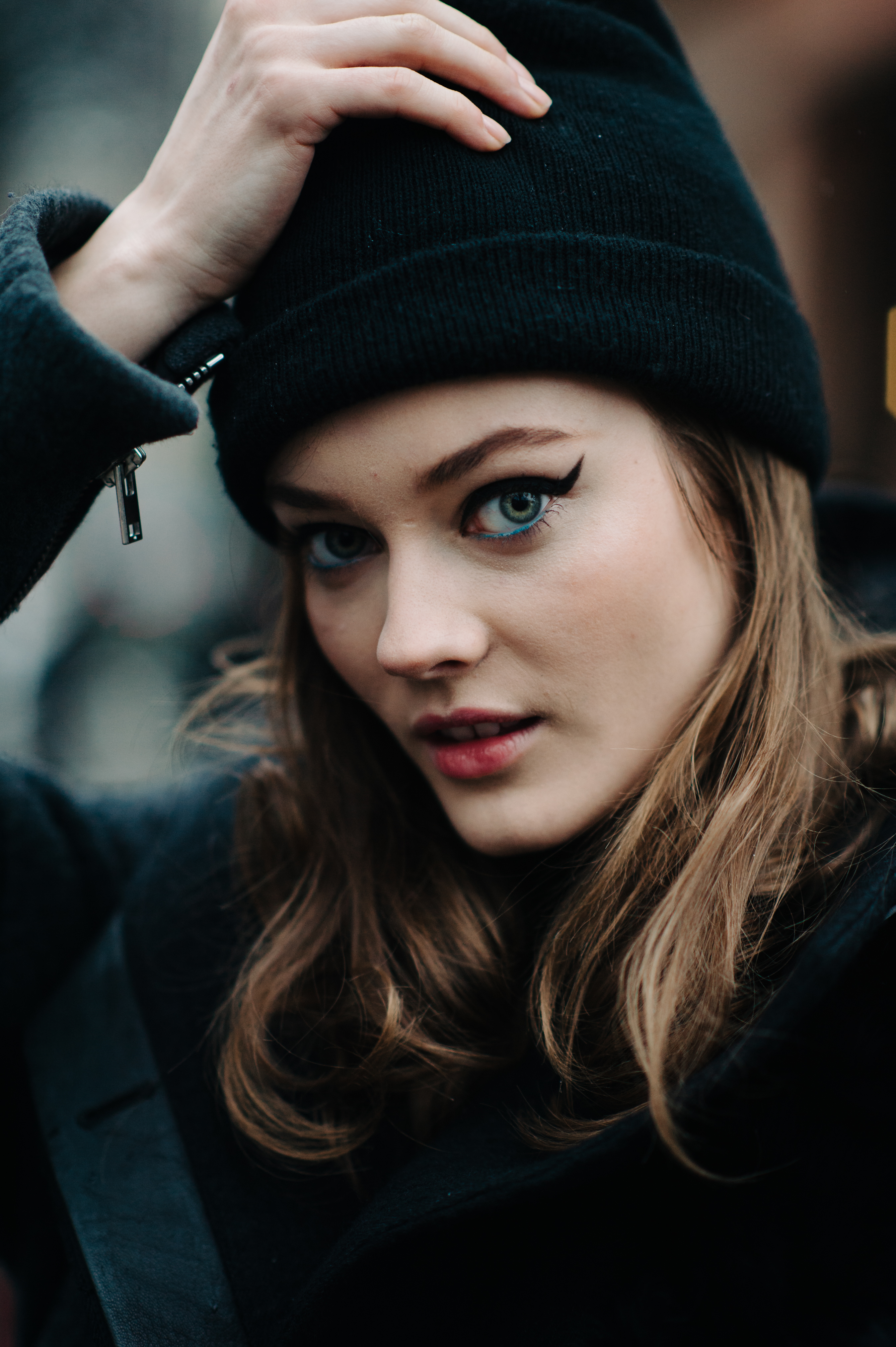 Portrait of a model wearing beanie