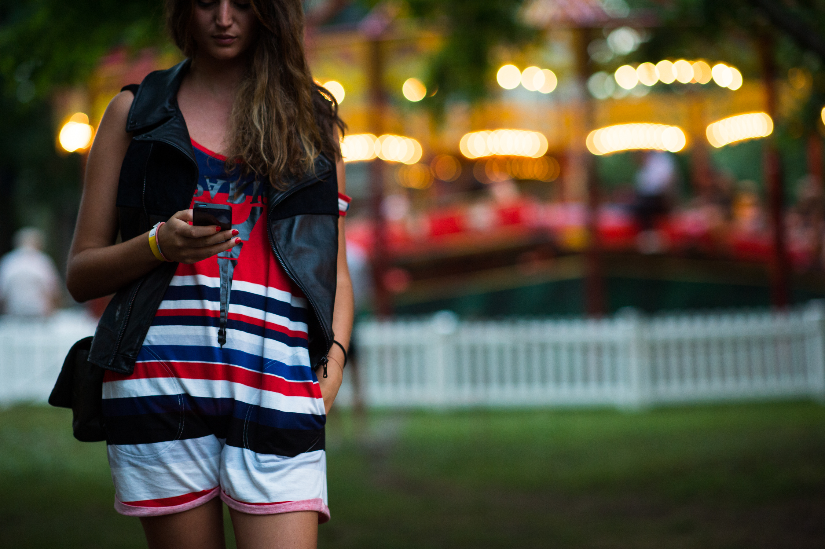 Girl wearing colourful outfit