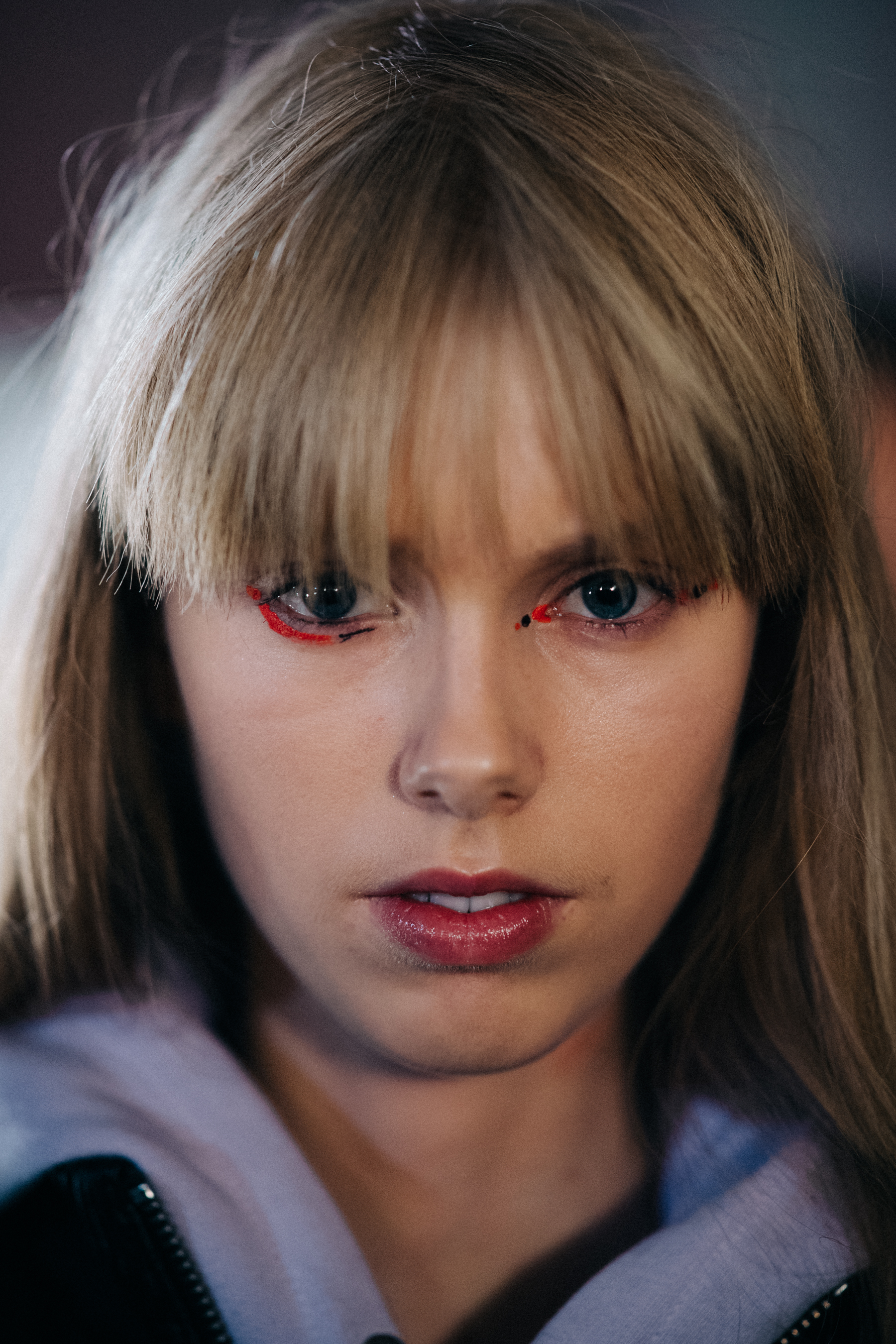 Portrait of a model with neon make up