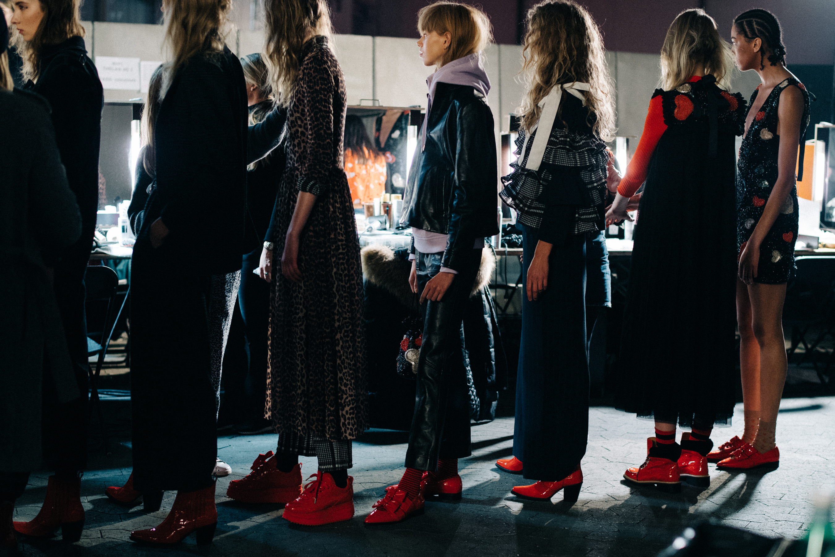 Group of Danish models before a show