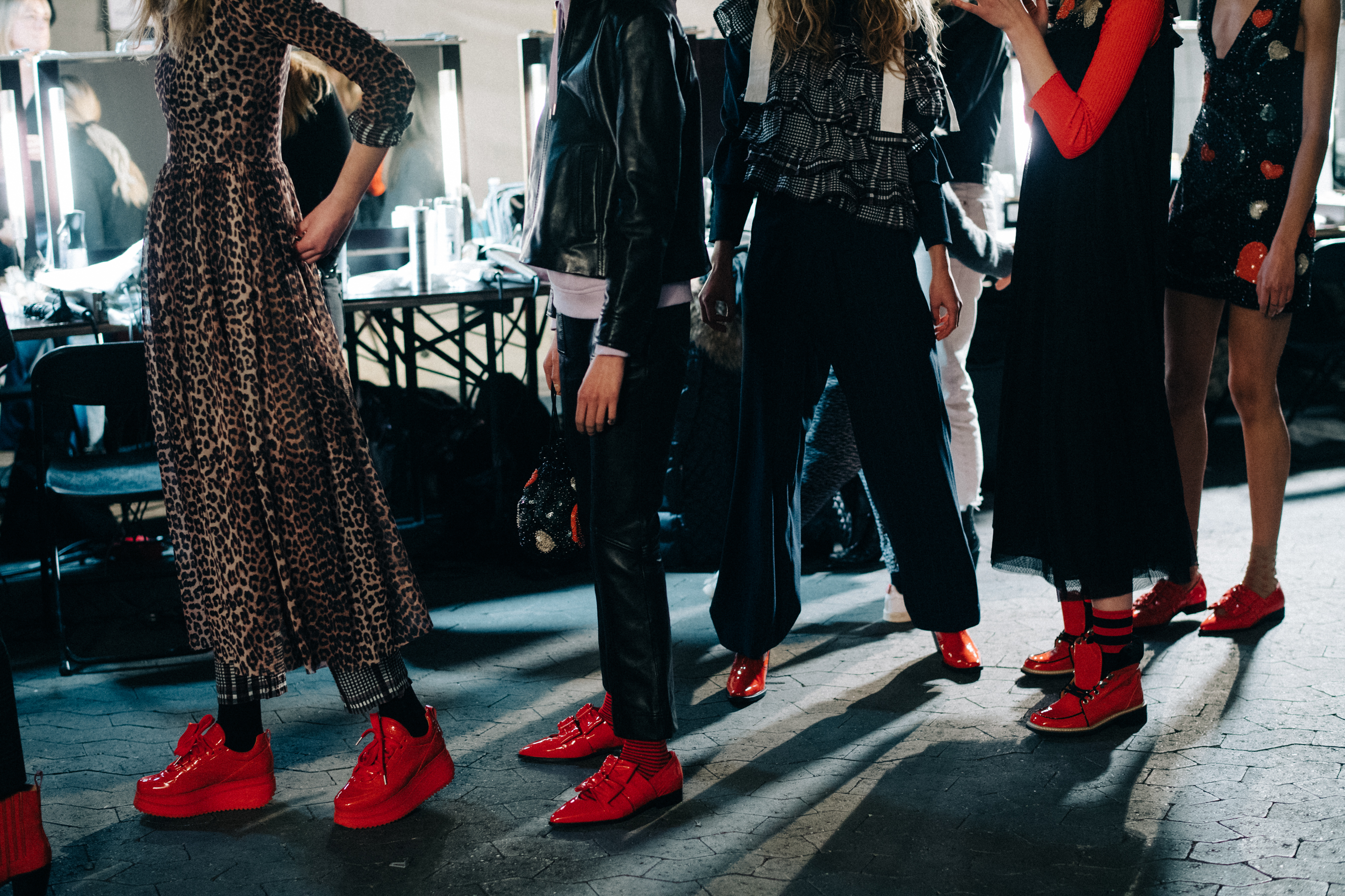 Group of Danish models before a show