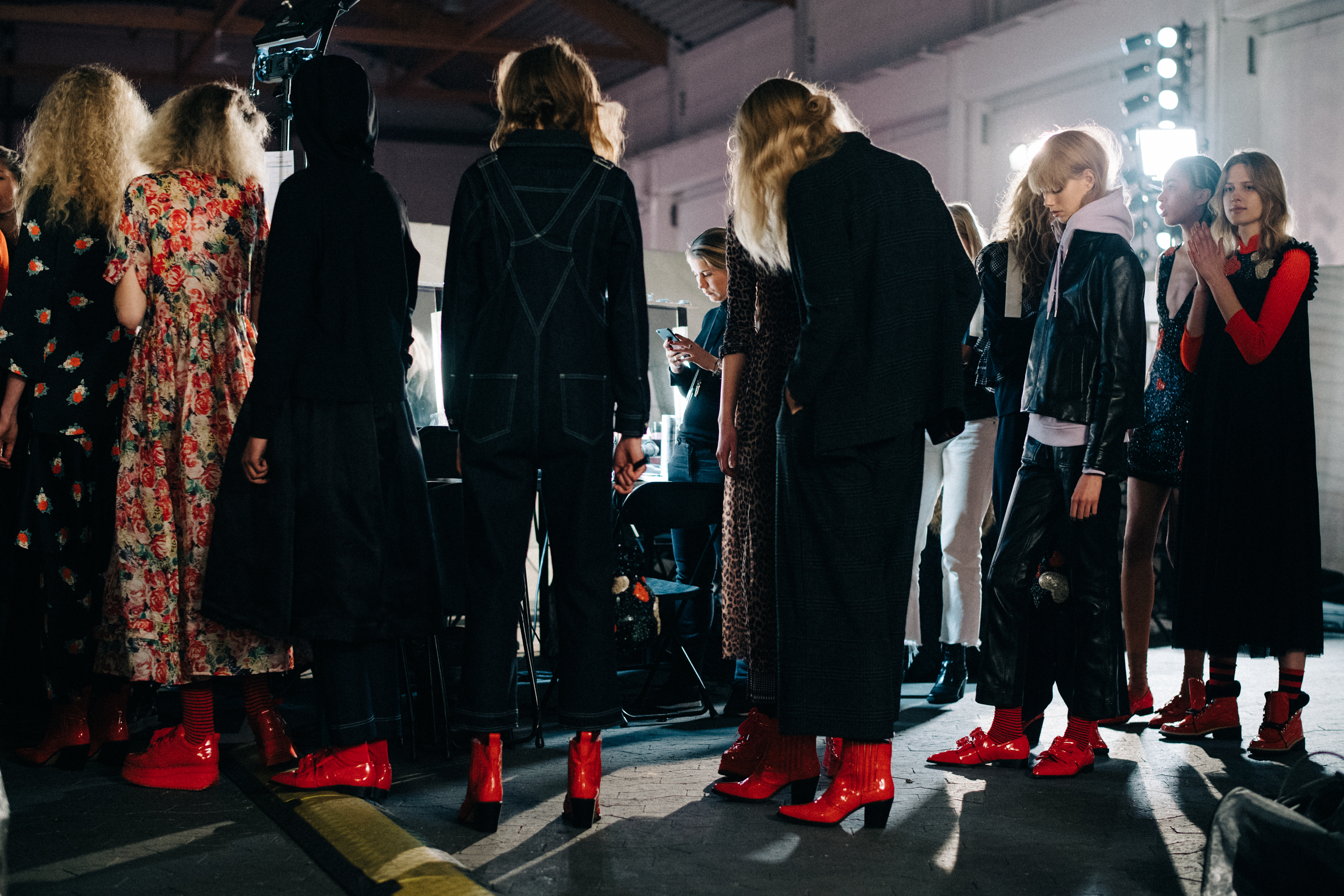 Group of Danish models before a show
