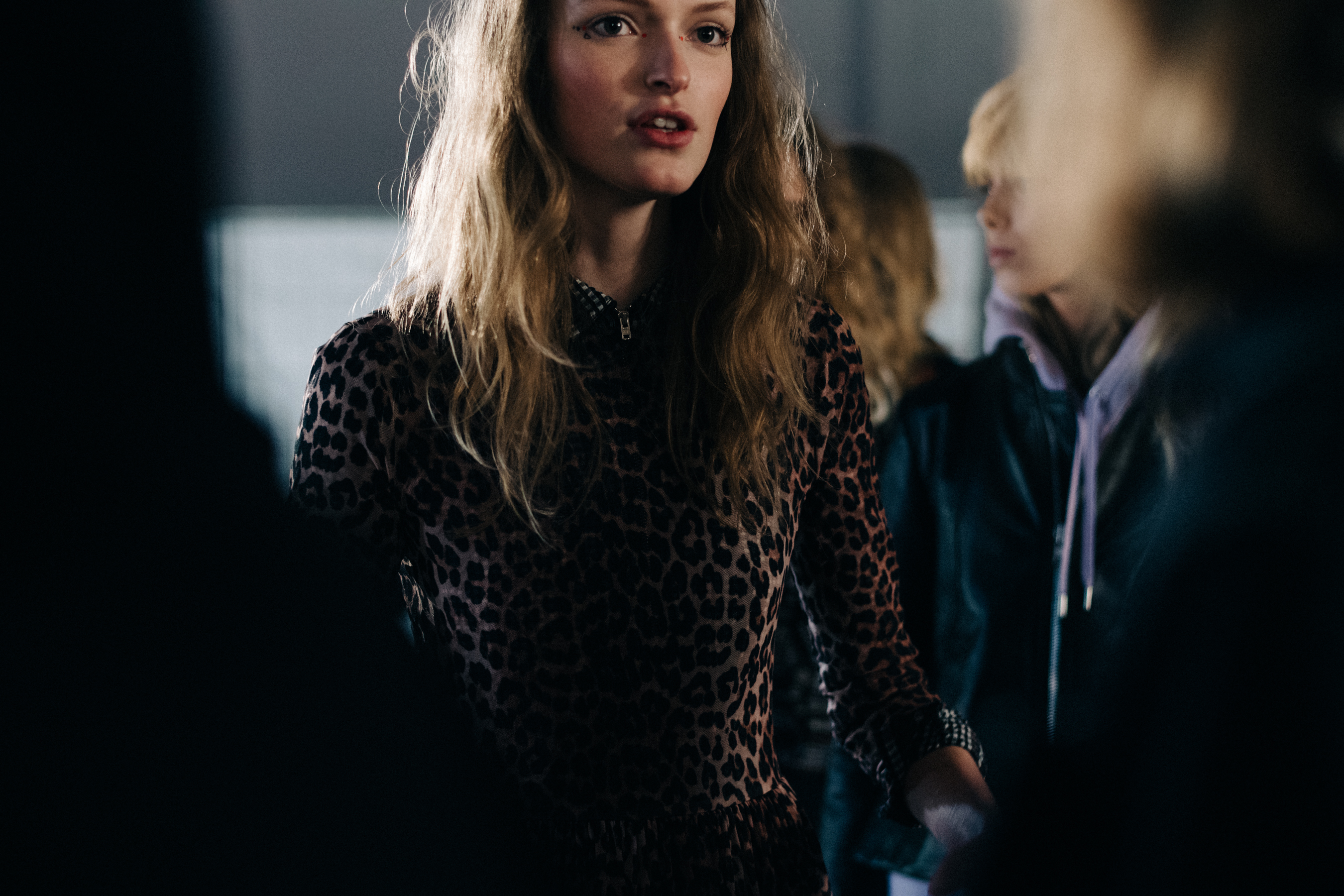 Model wearing leopard print jacket