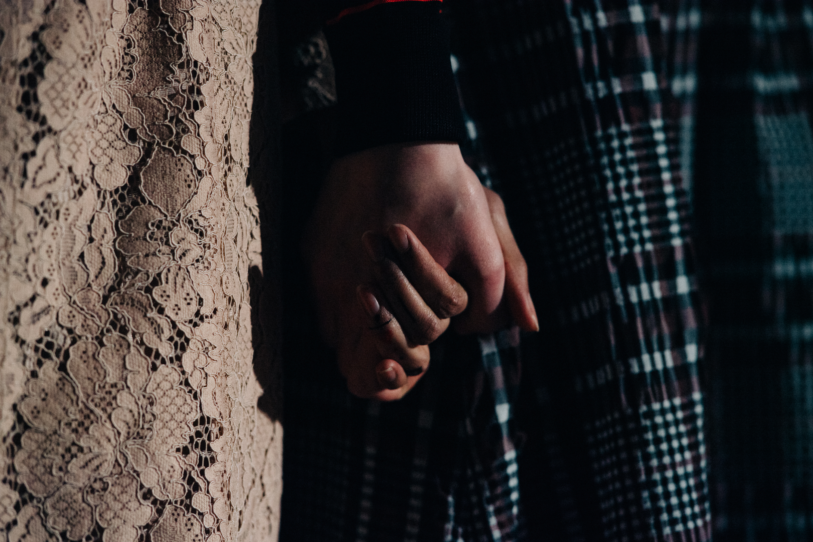 Two Danish models holding hands