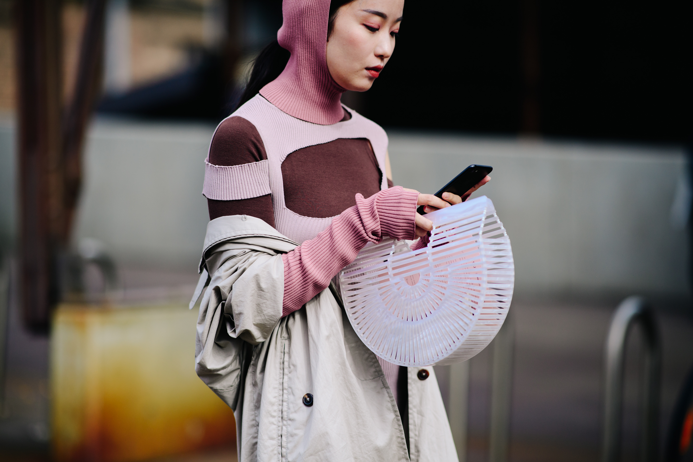 Woman wearing pink outfit