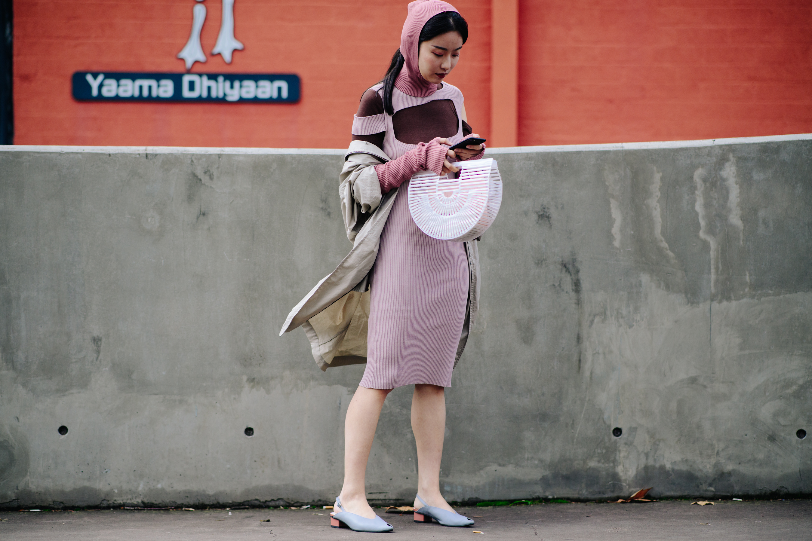 Woman wearing pink outfit