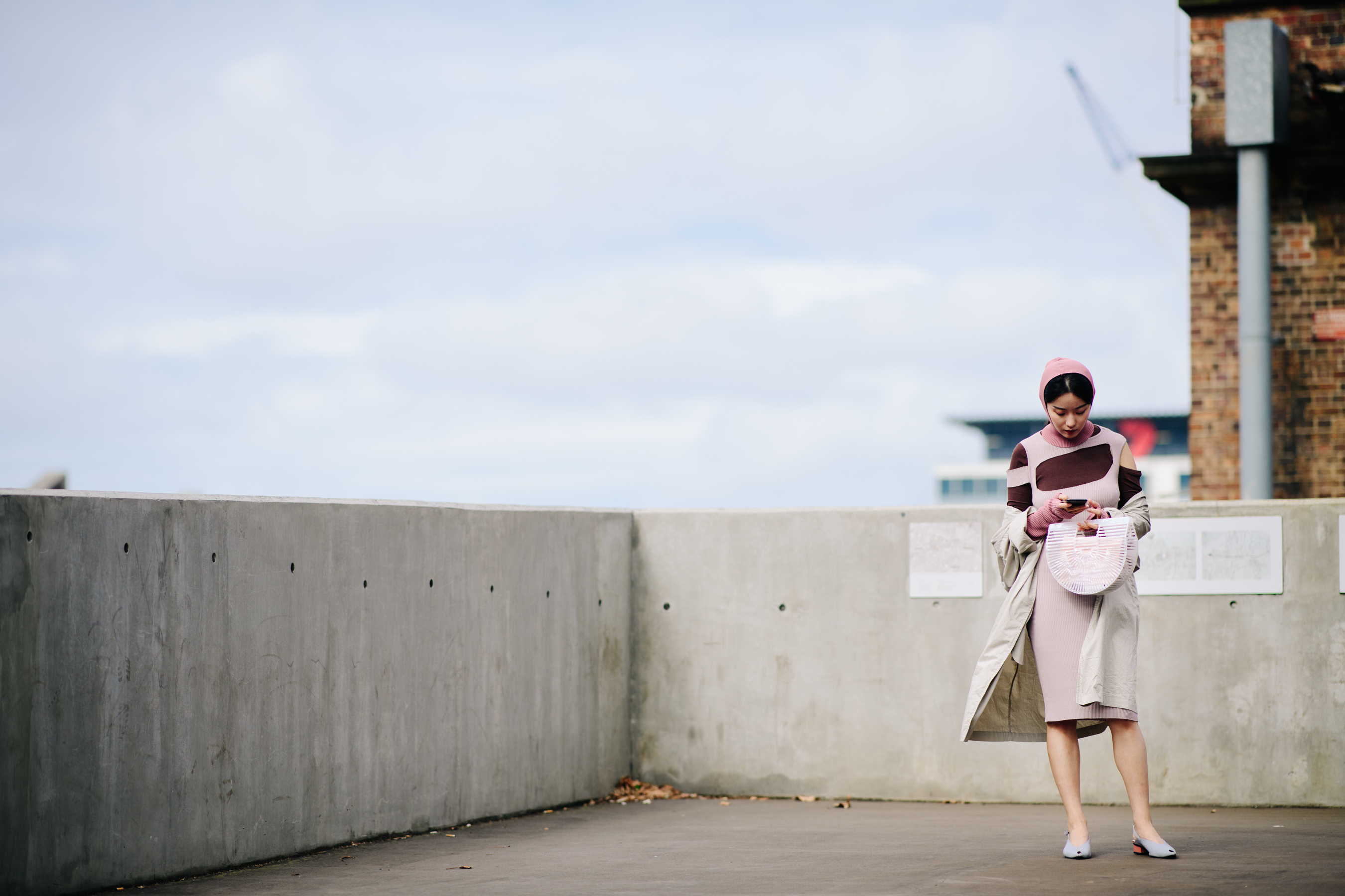 Woman wearing pink outfit