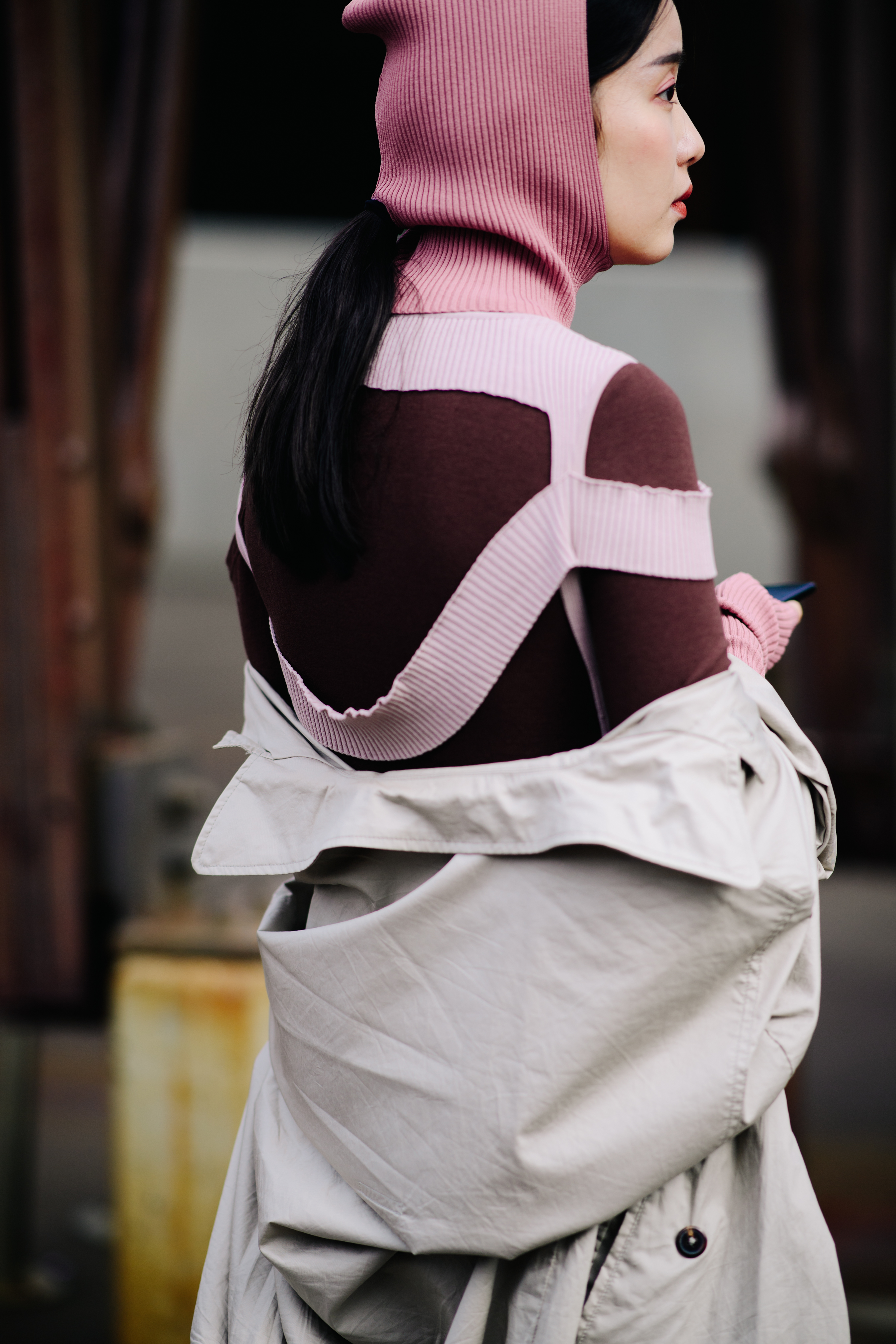 Woman wearing pink outfit